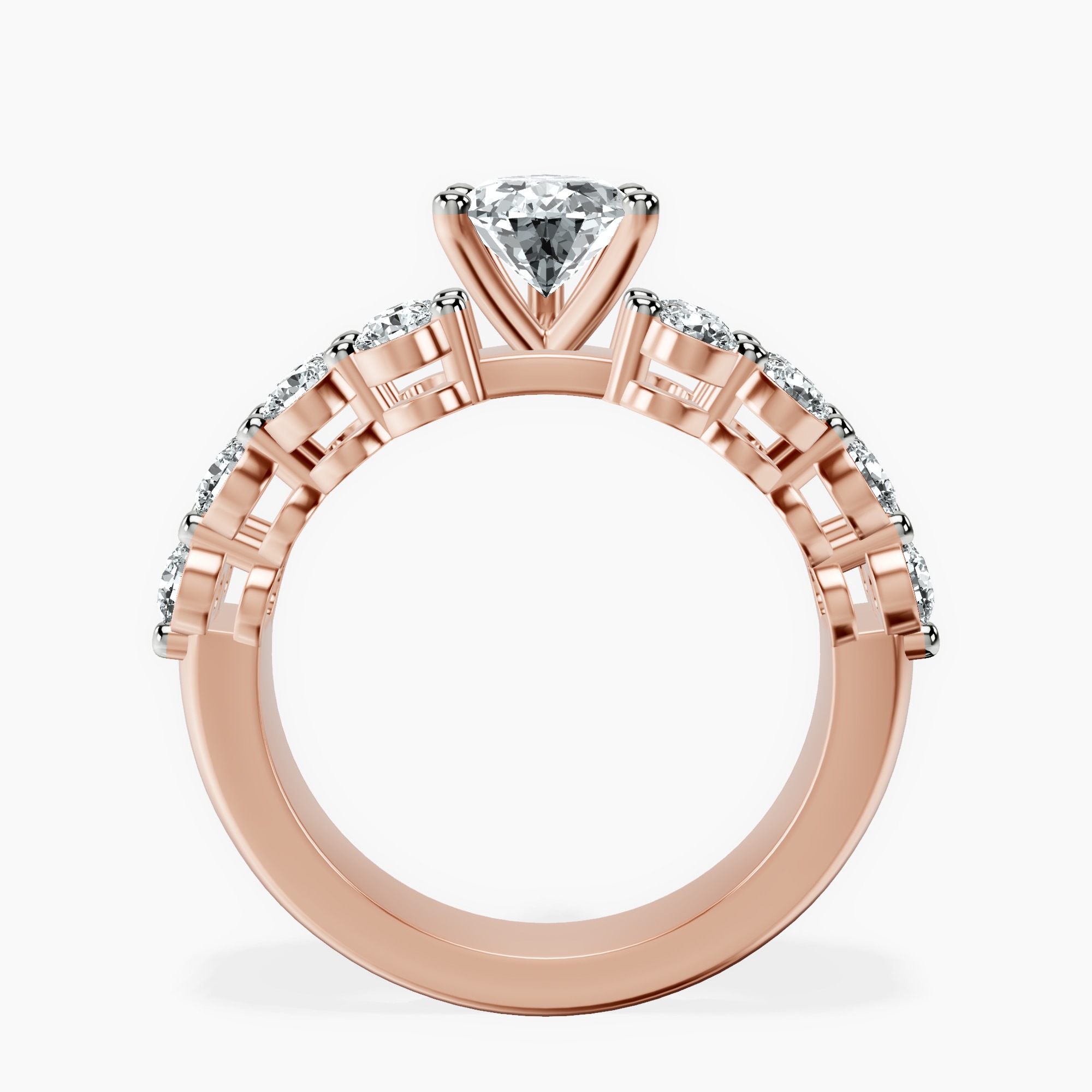 1.85 ct. pear Twilight Side Round Lab Diamond Ring in 18kt rose gold side right image one