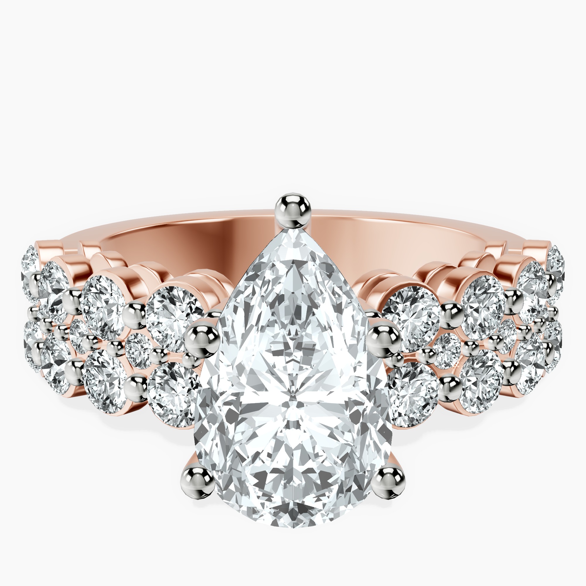 2.59 ct. pear Twilight Side Round Lab Diamond Ring in 18kt rose gold rtr top