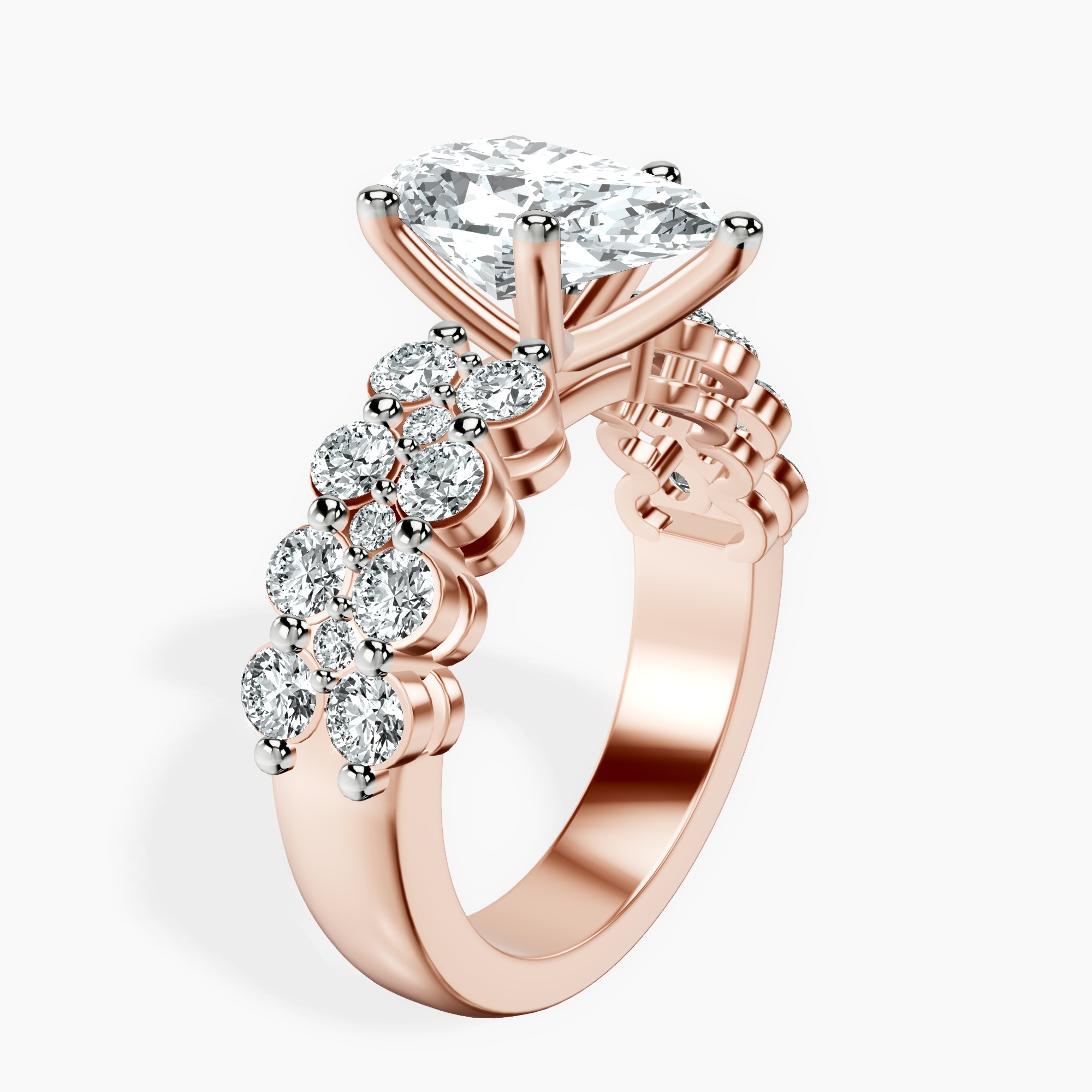 2.59 ct. pear Twilight Side Round Lab Diamond Ring in 18kt rose gold standing product image one