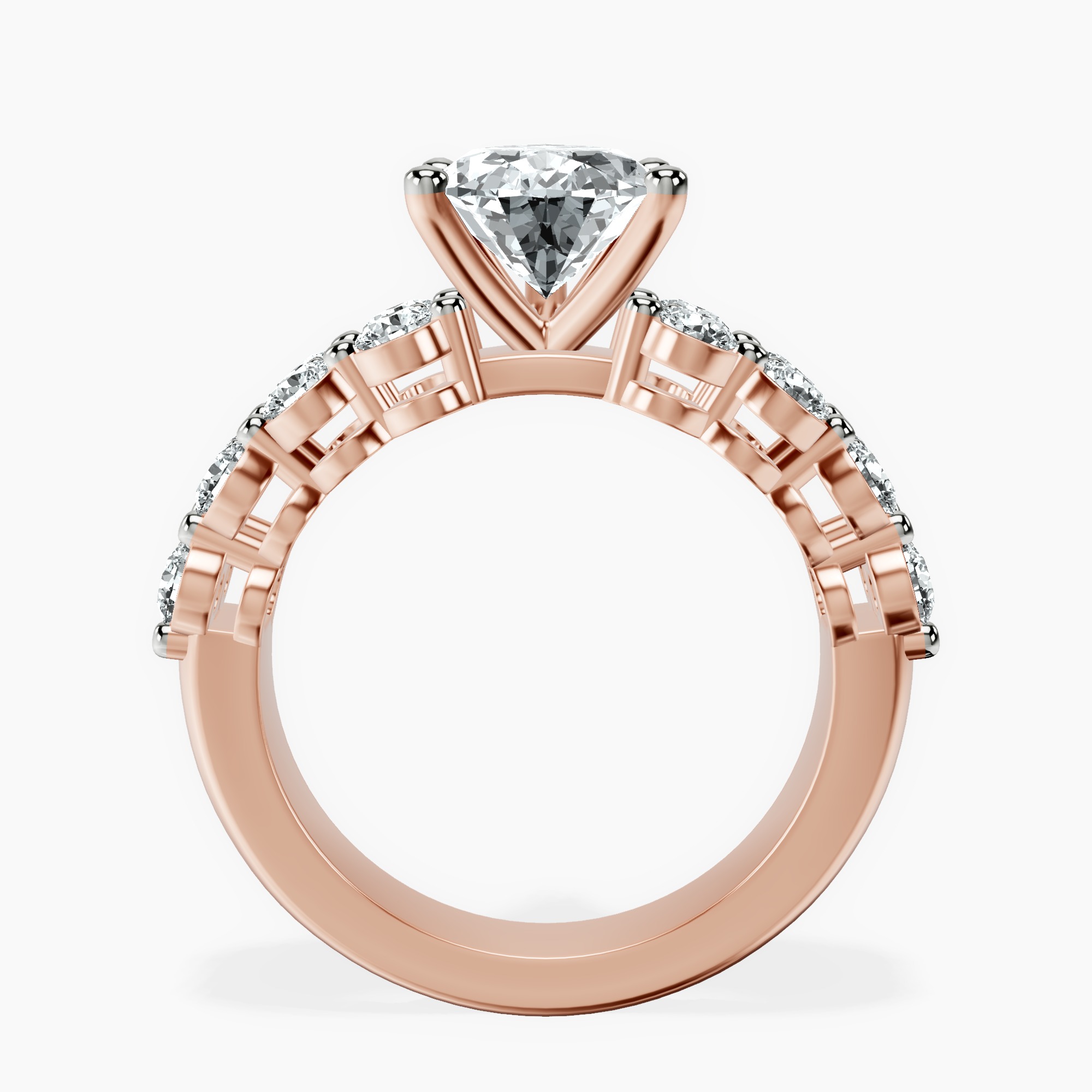 2.59 ct. pear Twilight Side Round Lab Diamond Ring in 18kt rose gold side right image one