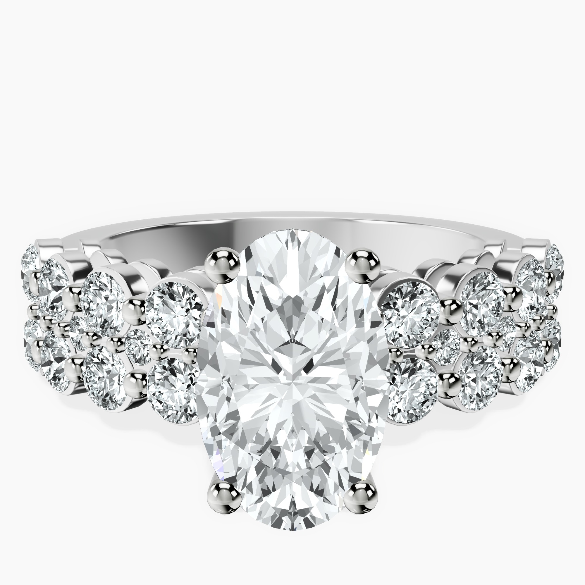 2.40 ct. oval Twilight Side Round Lab Diamond Ring in 18kt white gold rtr top