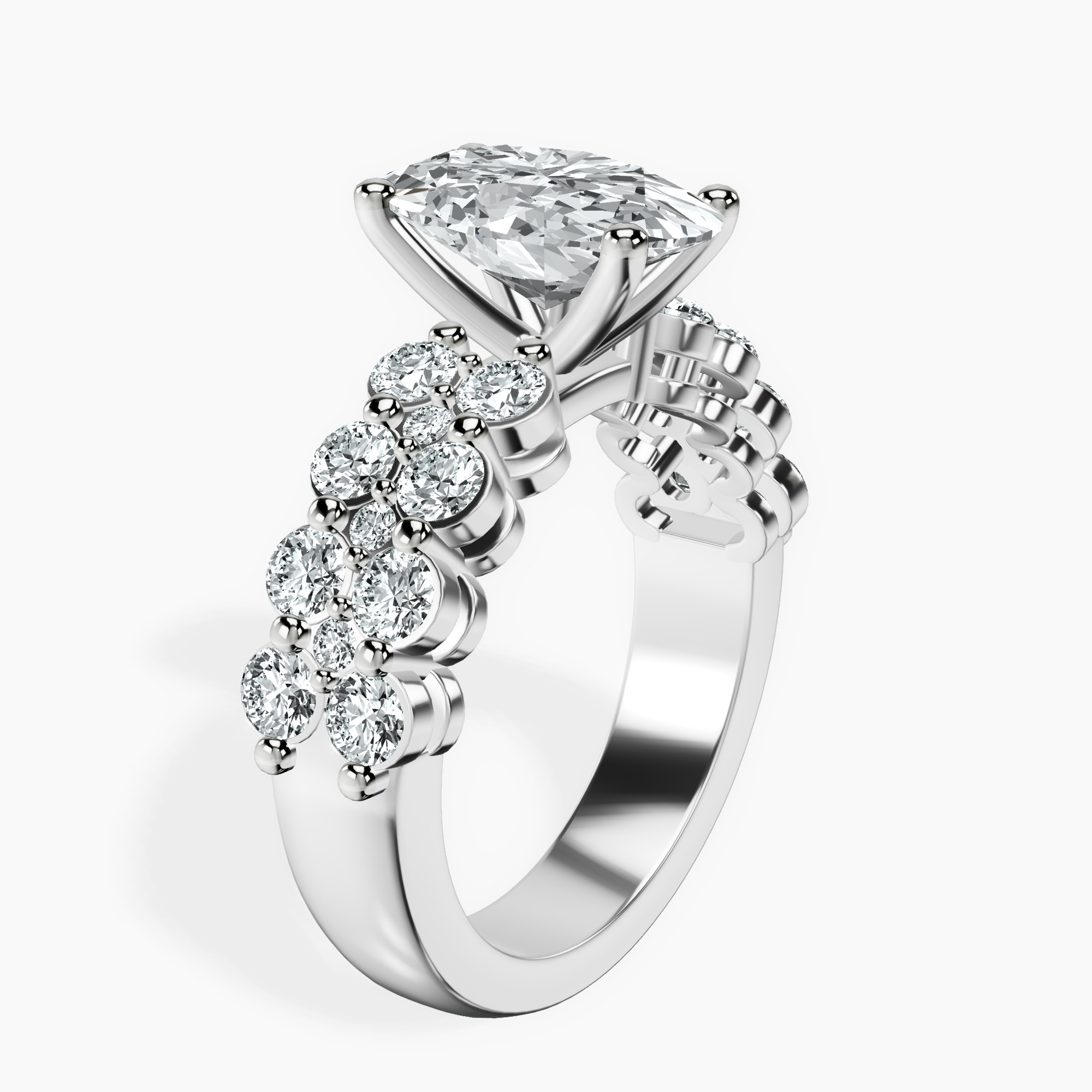 2.40 ct. oval Twilight Side Round Lab Diamond Ring in 18kt white gold standing product image one