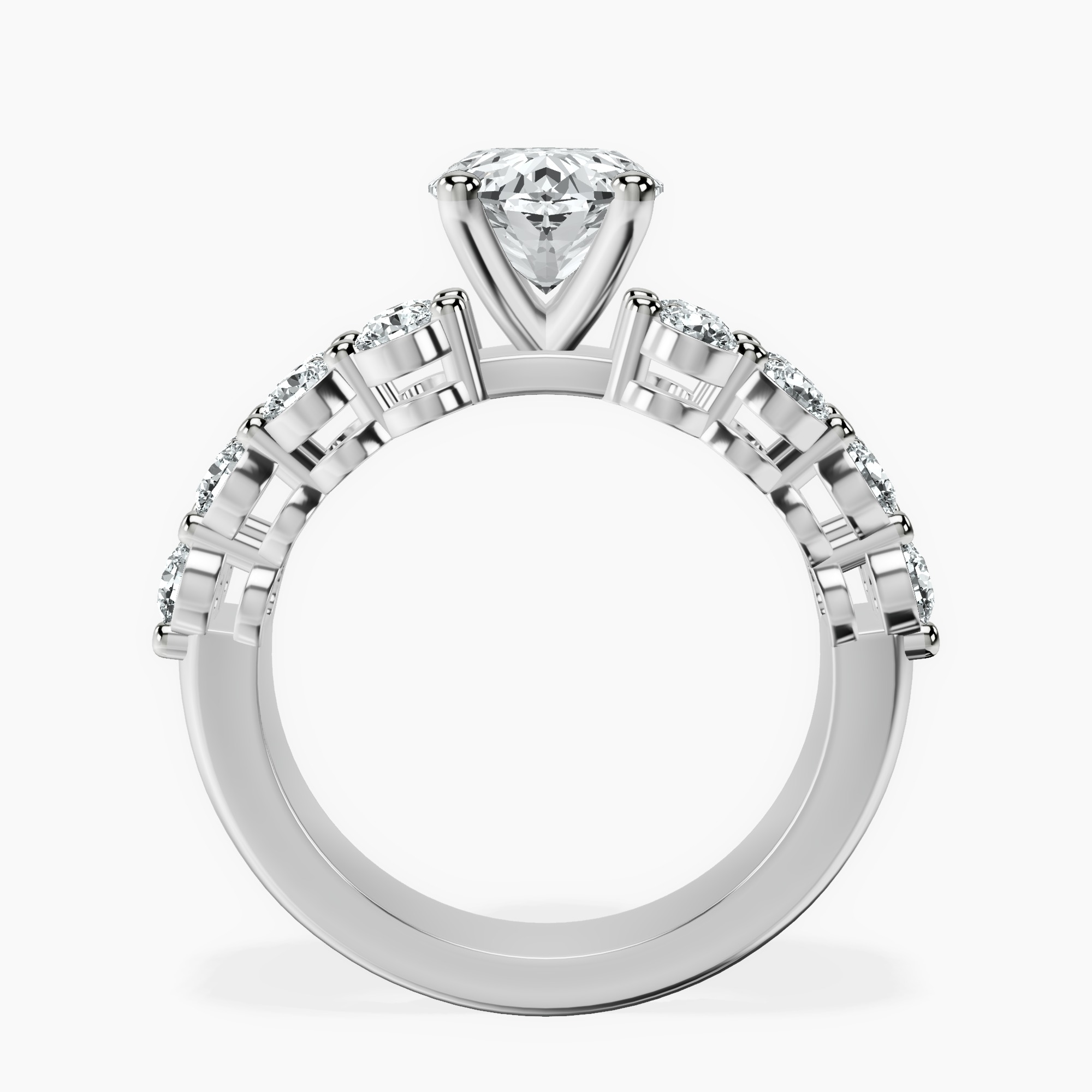 2.40 ct. oval Twilight Side Round Lab Diamond Ring in 18kt white gold side right image one