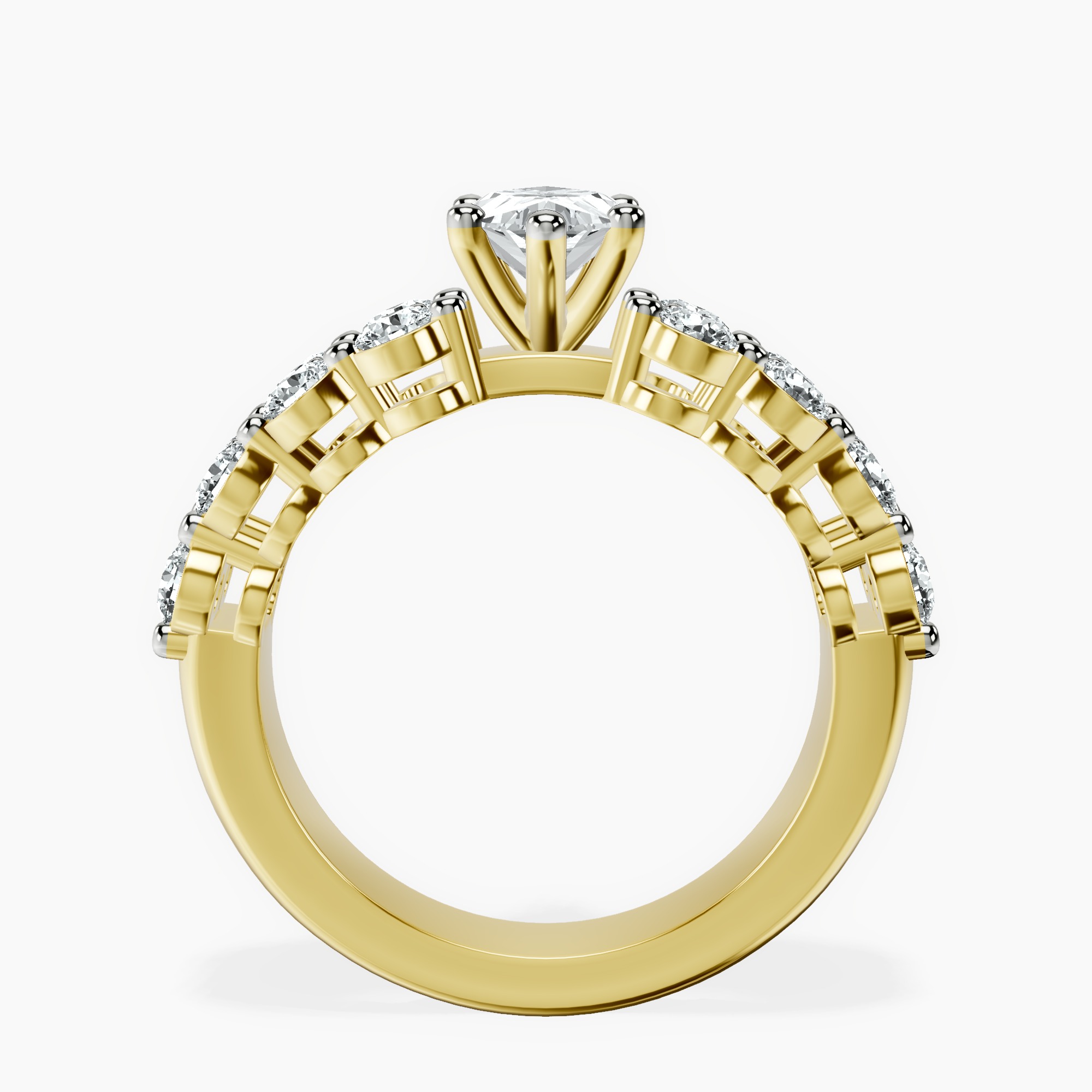 1.46 ct. marquise Twilight Side Round Lab Diamond Ring in 10kt yellow gold side right image one
