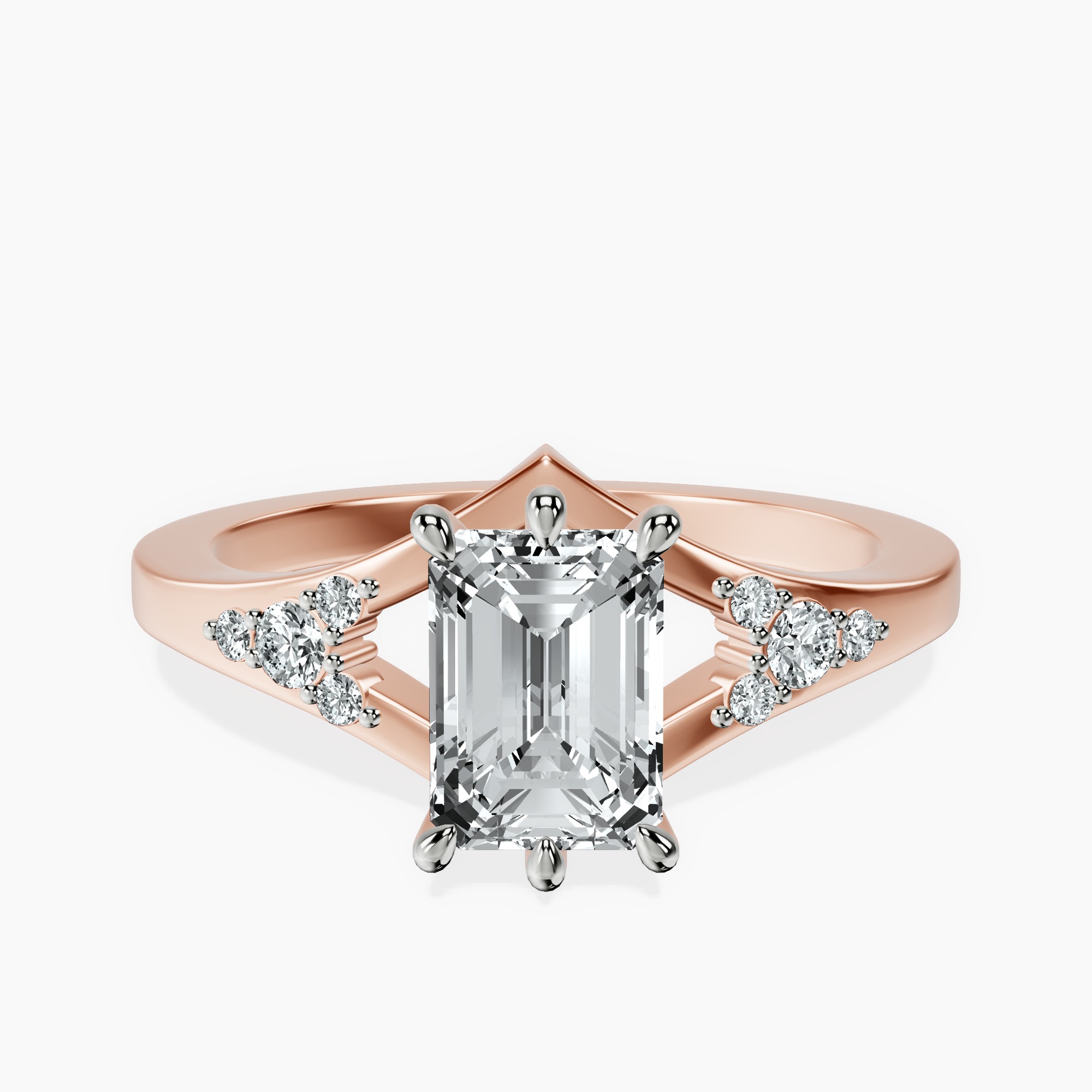1.38 ct. emerald Celestial Splendor Lab Diamond Ring in 14kt rose gold rtr top