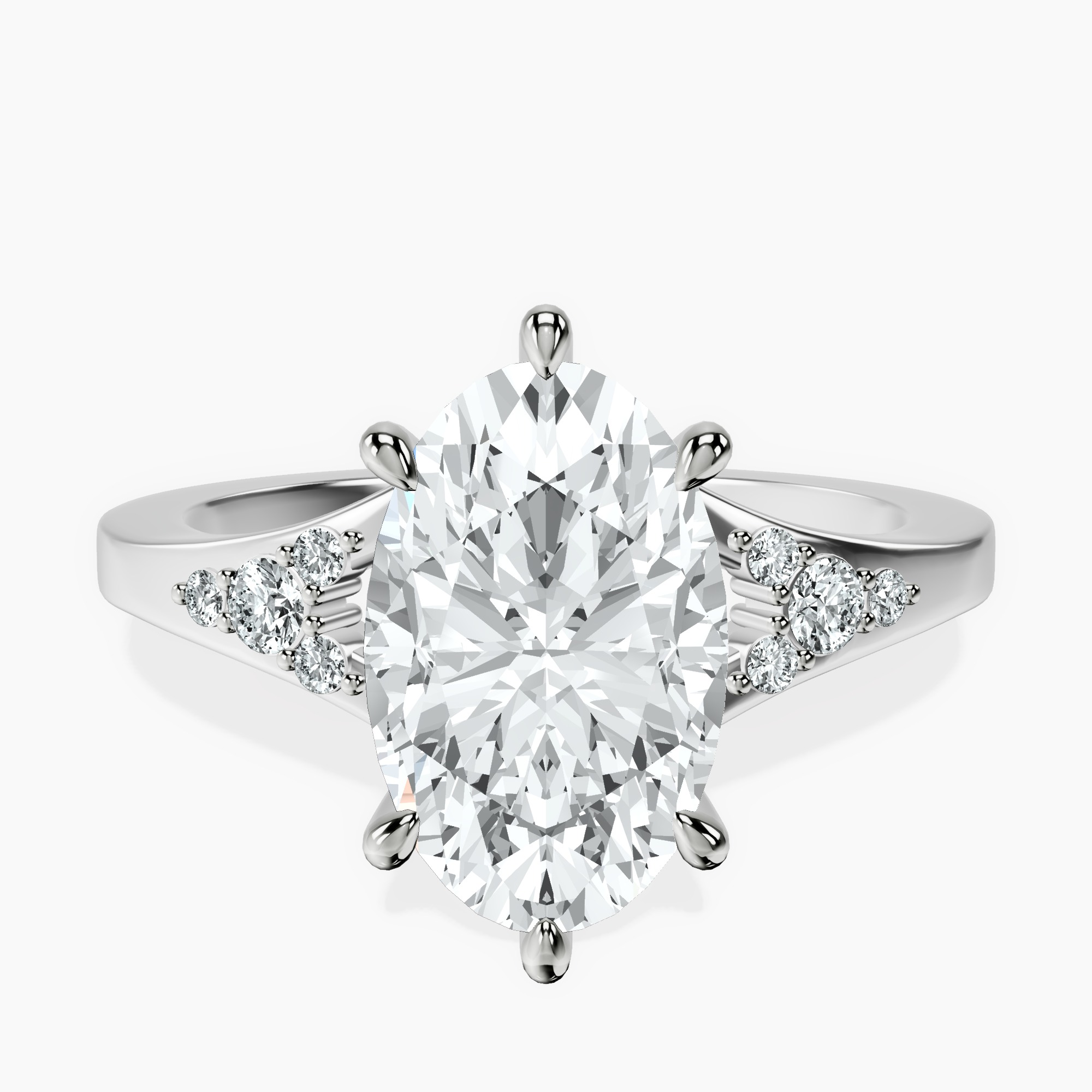 2.40 ct. oval Celestial Splendor Lab Diamond Ring in 18kt white gold rtr top