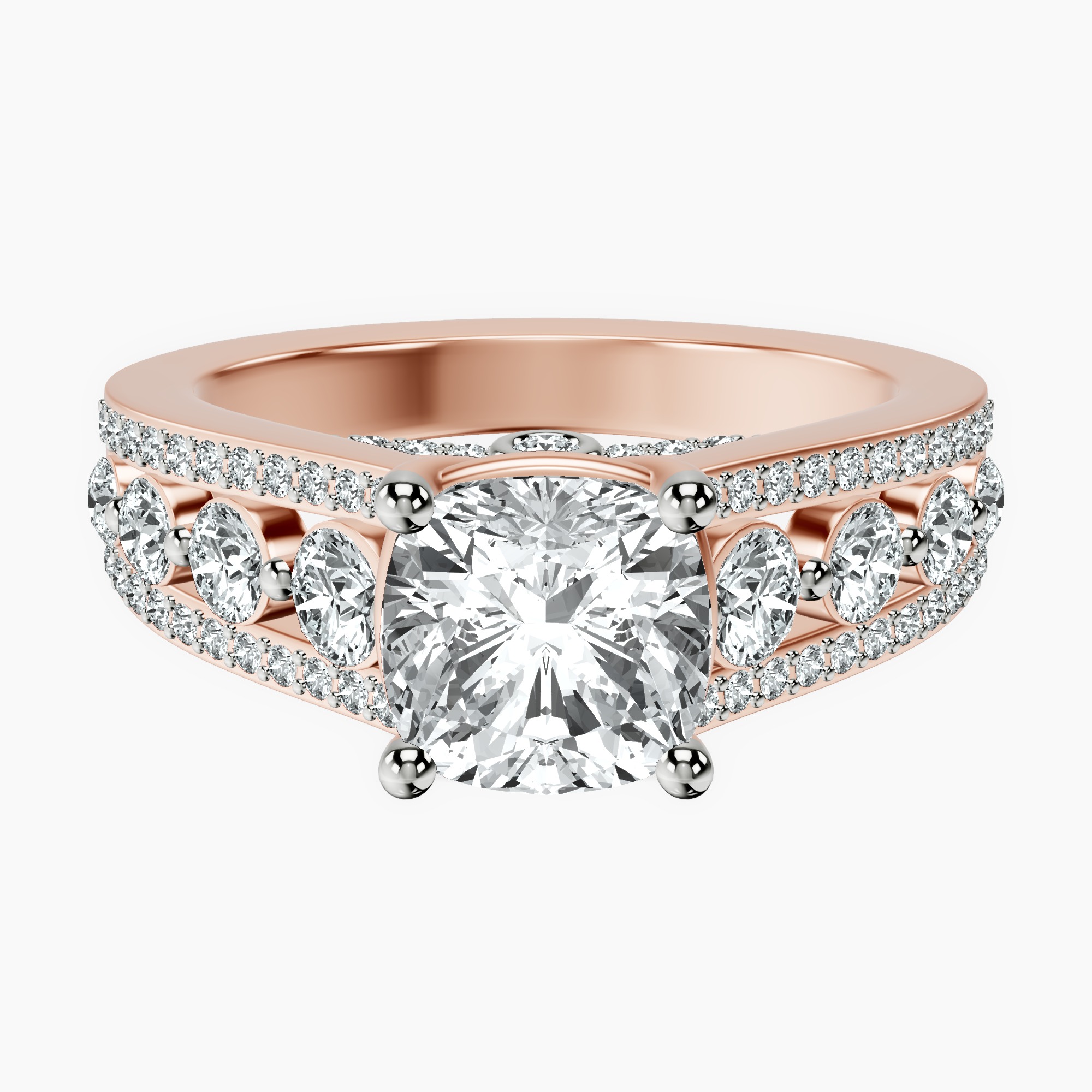 2.46 ct. cushion Eos Spark Lab Diamond Ring in 18kt rose gold rtr top