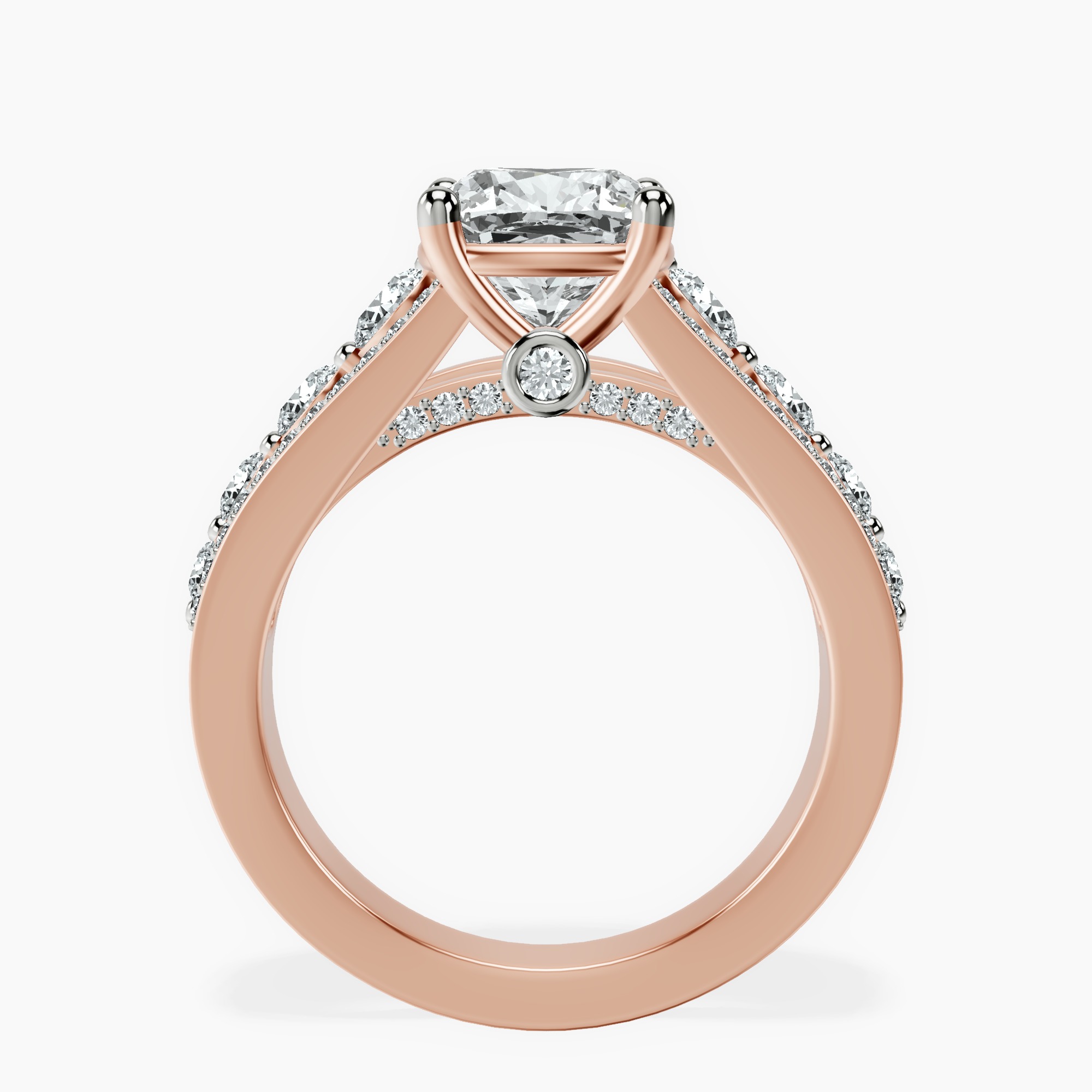 2.46 ct. cushion Eos Spark Lab Diamond Ring in 18kt rose gold side right image one