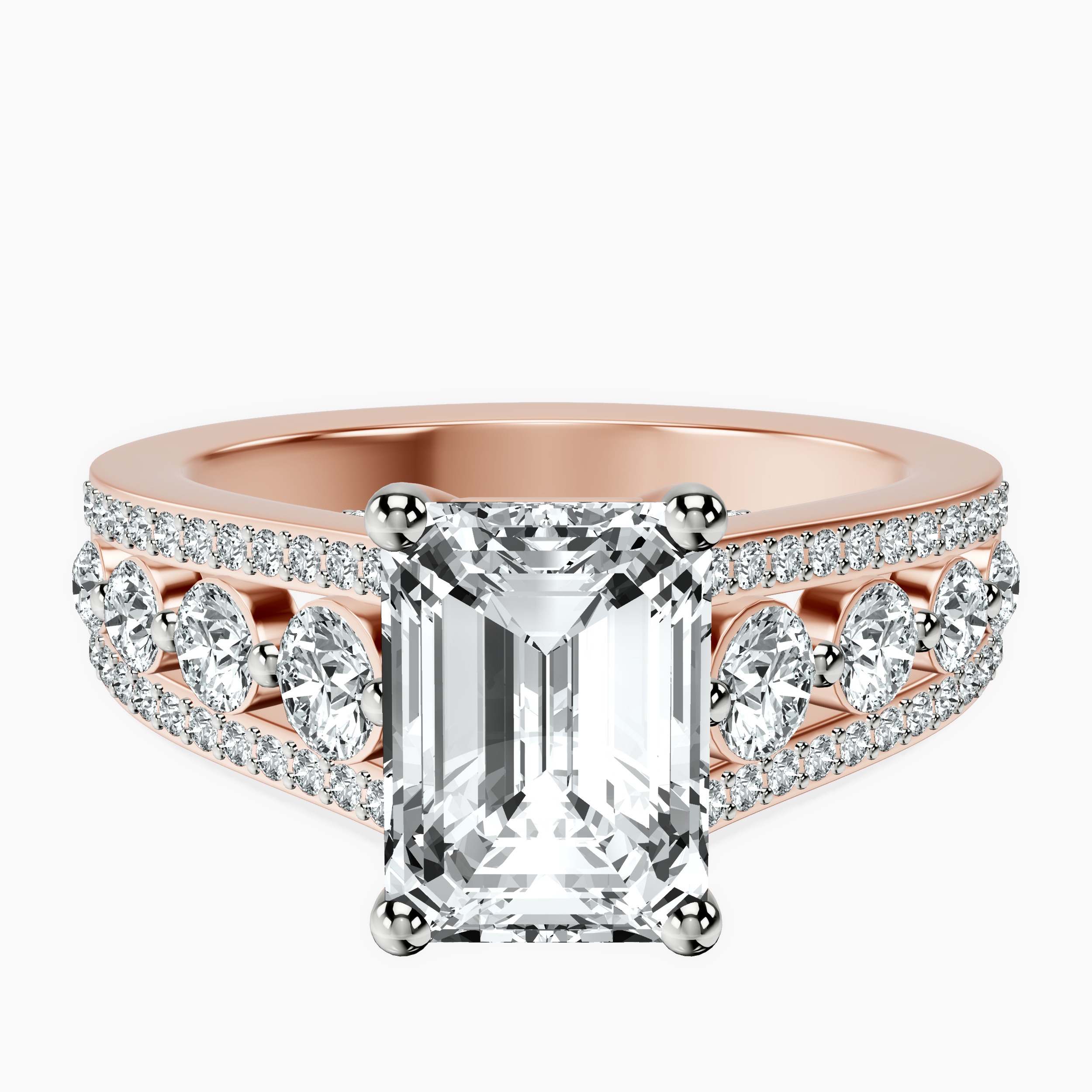 1.48 ct. emerald Eos Spark Lab Diamond Ring in 14kt rose gold rtr top