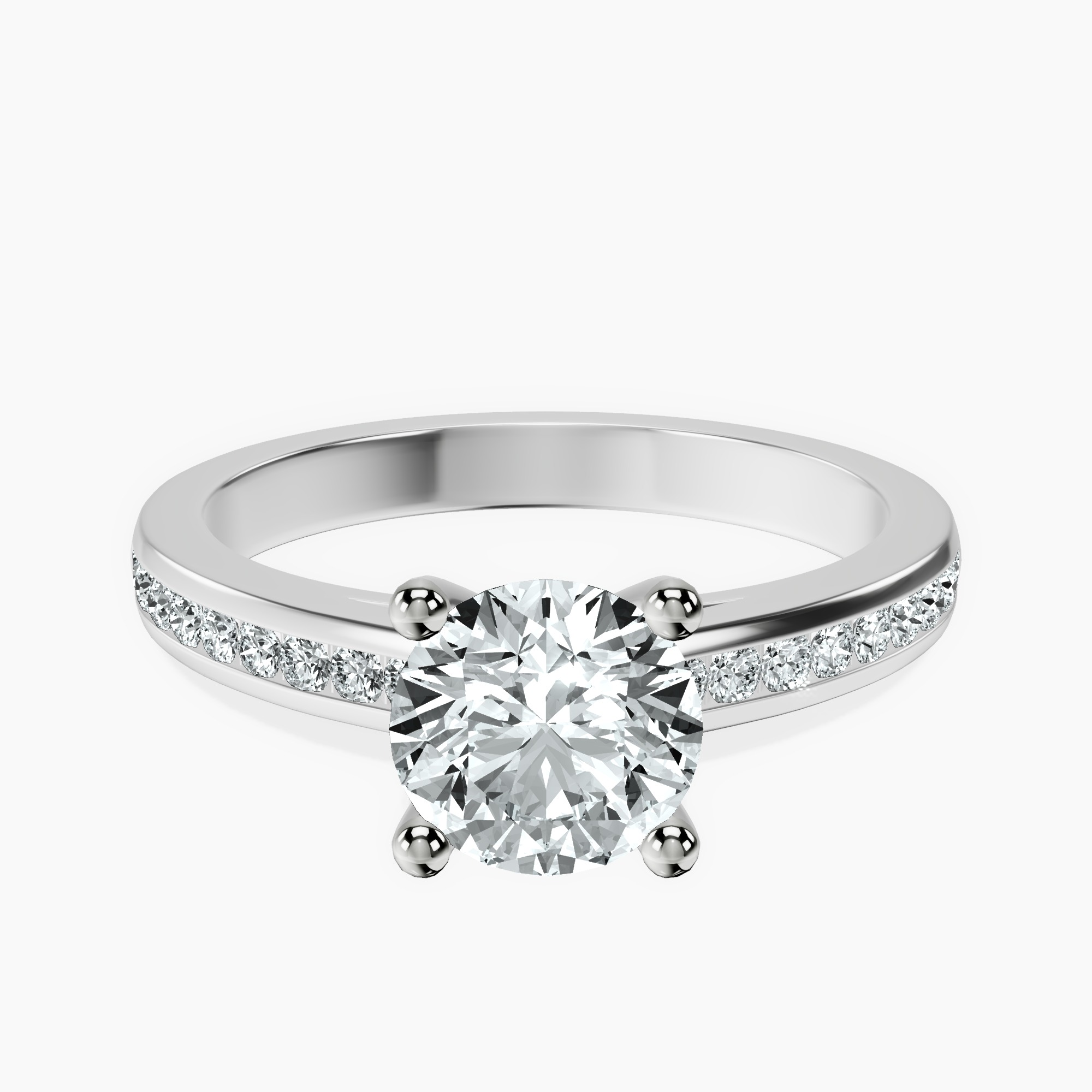 1.02 ct. round Lucent Side Channel Set Lab Diamond Ring in platinum rtr top