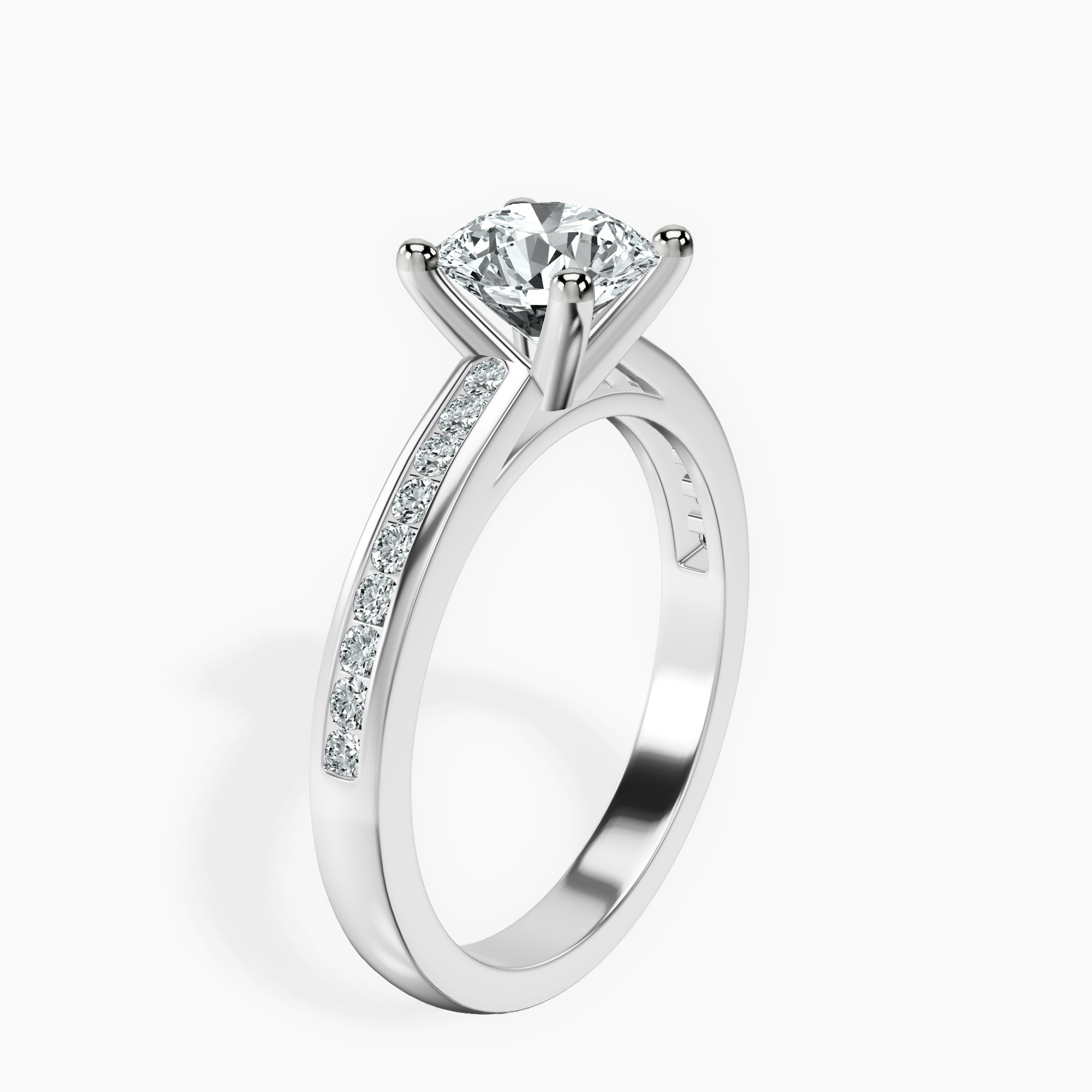 1.02 ct. round Lucent Side Channel Set Lab Diamond Ring in platinum standing product image one