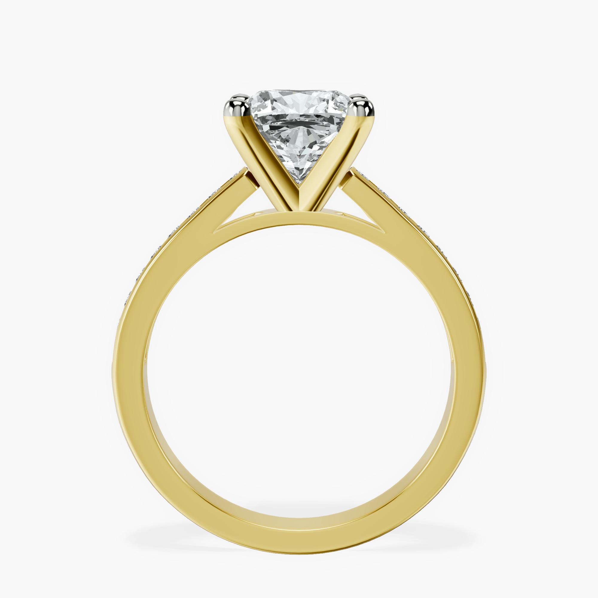2.46 ct. cushion Lucent Side Channel Set Lab Diamond Ring in 18kt yellow gold side right image one