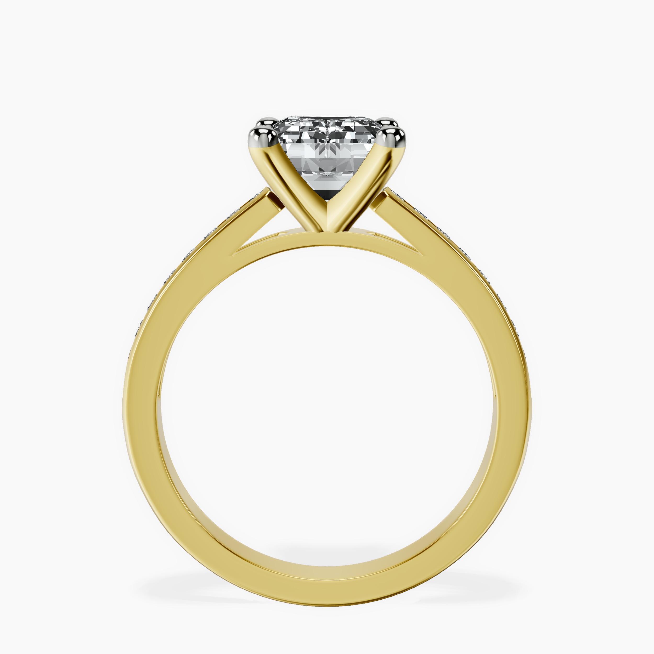 2.16 ct. emerald Lucent Side Channel Set Lab Diamond Ring in 18kt yellow gold side right image one