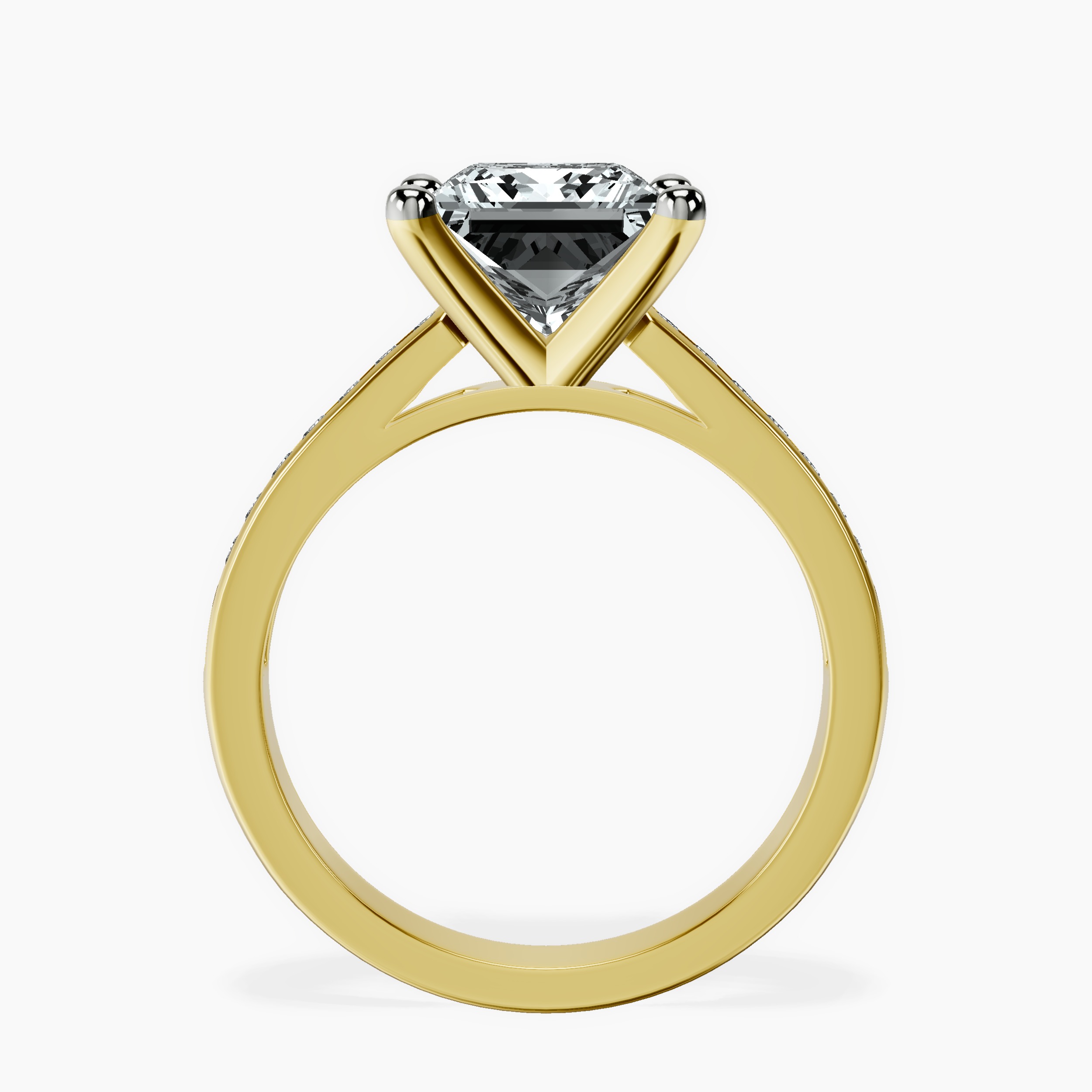 2.80 ct. princess Lucent Side Channel Set Lab Diamond Ring in 10kt yellow gold side right image one
