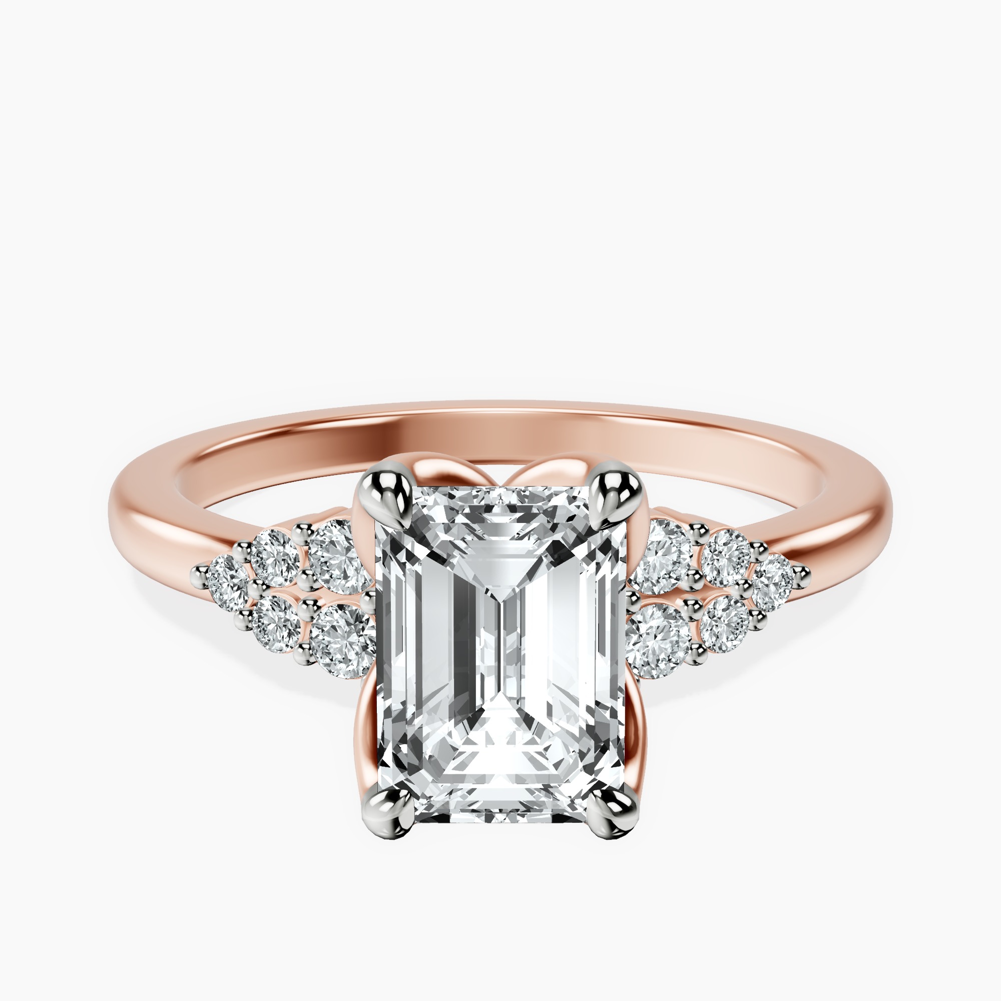 2.15 ct. emerald Vesper Lab Diamond Ring in 18kt rose gold rtr top
