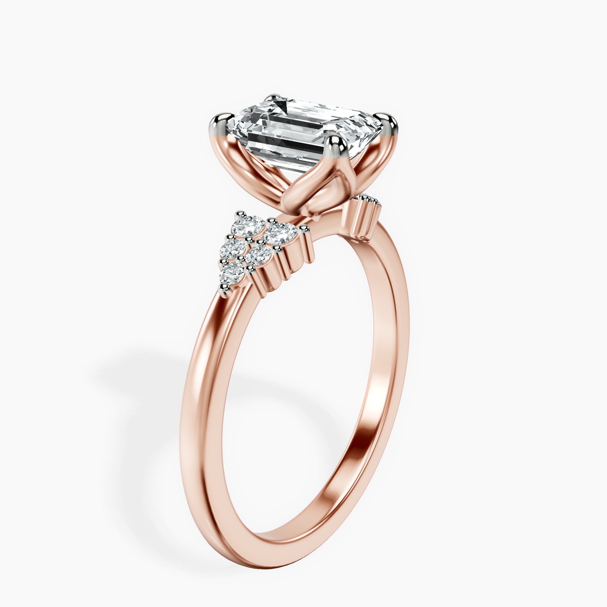 2.15 ct. emerald Vesper Lab Diamond Ring in 18kt rose gold standing product image one