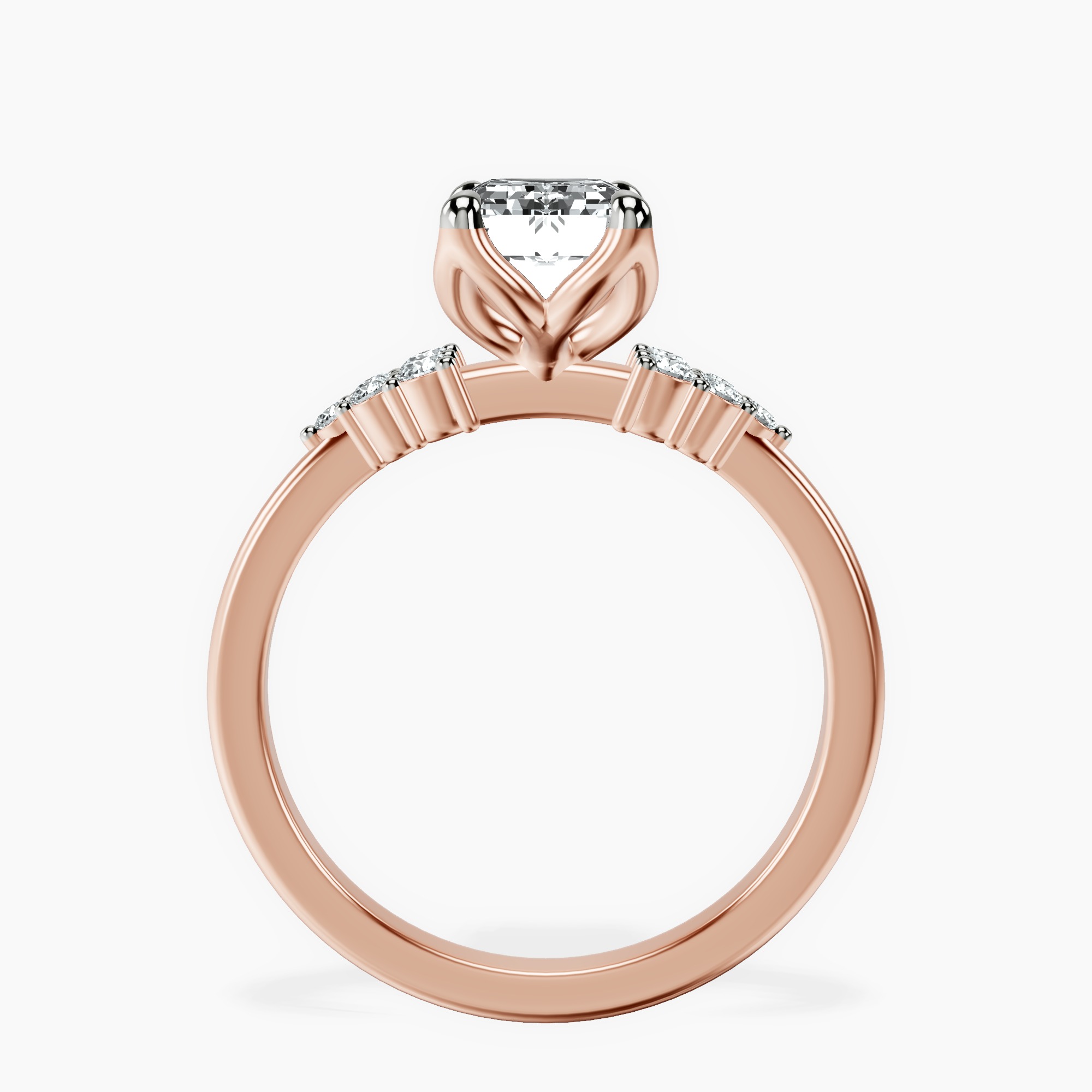 2.15 ct. emerald Vesper Lab Diamond Ring in 18kt rose gold side right image one