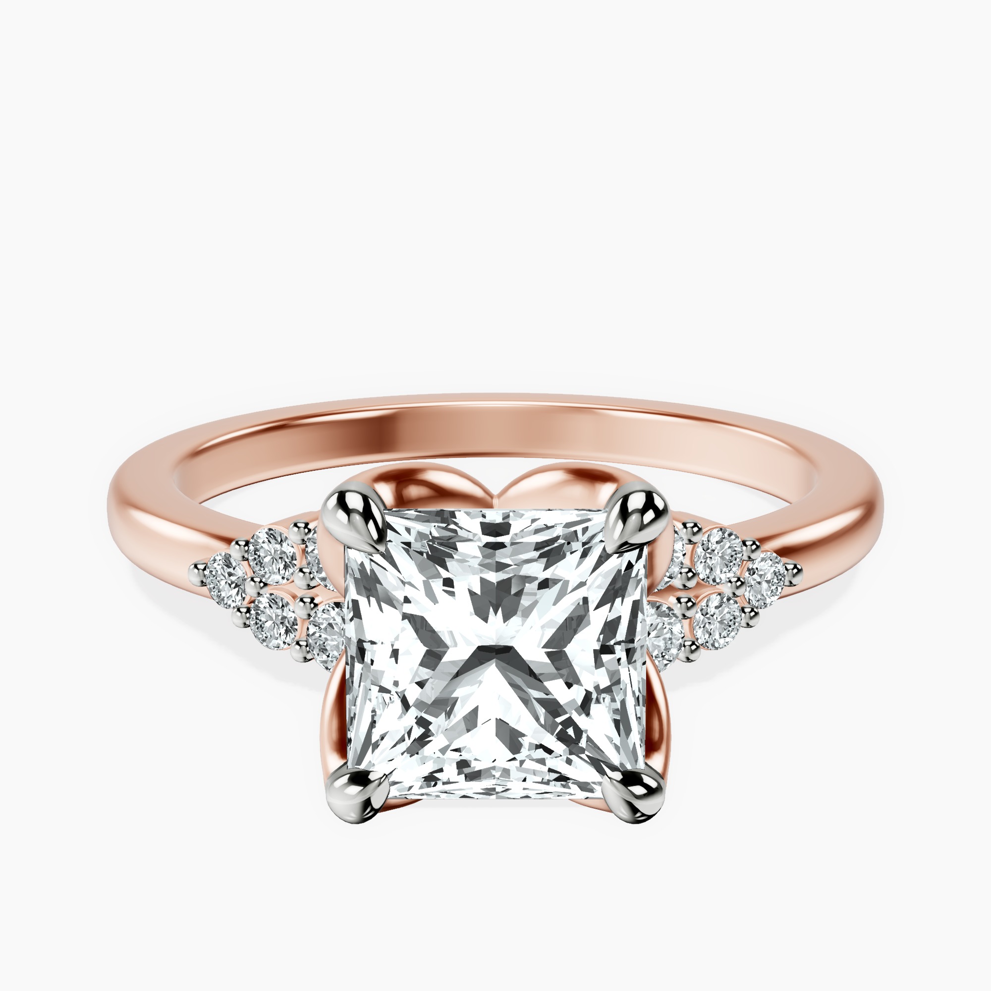 2.80 ct. princess Vesper Lab Diamond Ring in 10kt rose gold rtr top