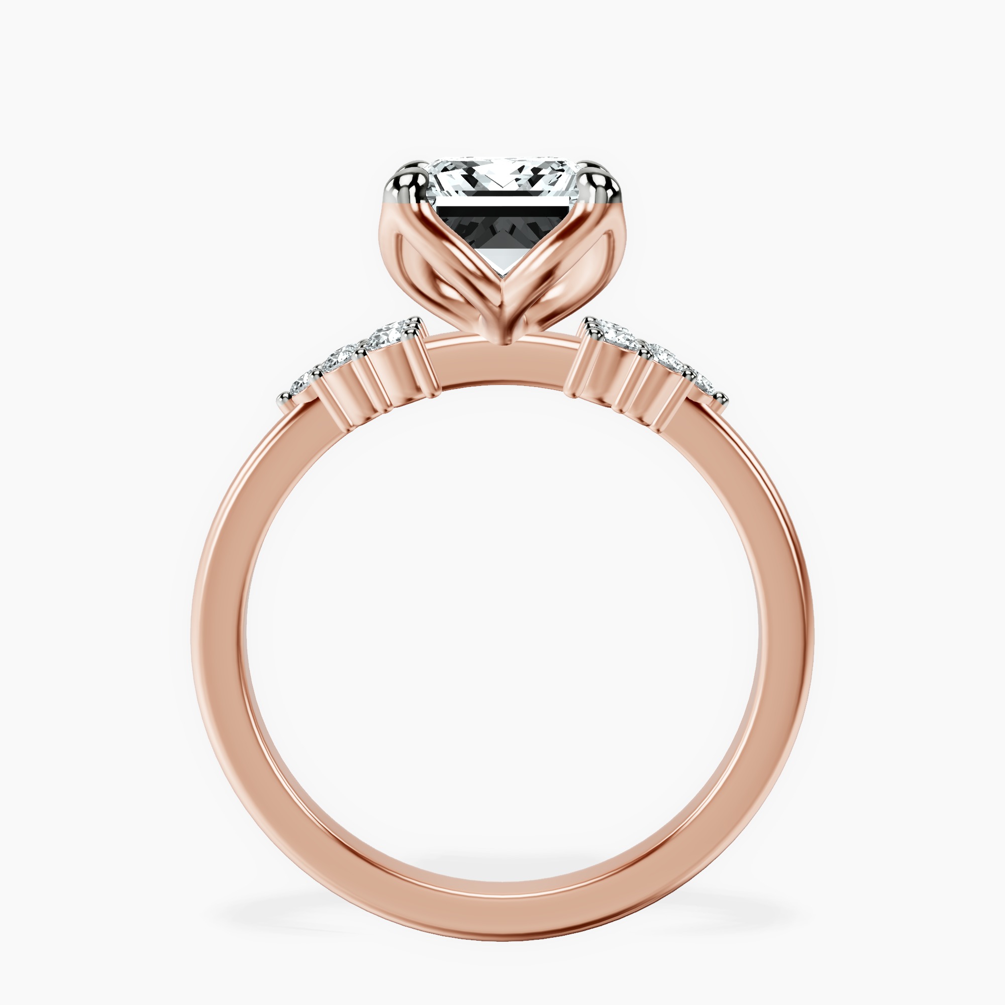 2.80 ct. princess Vesper Lab Diamond Ring in 10kt rose gold side right image one