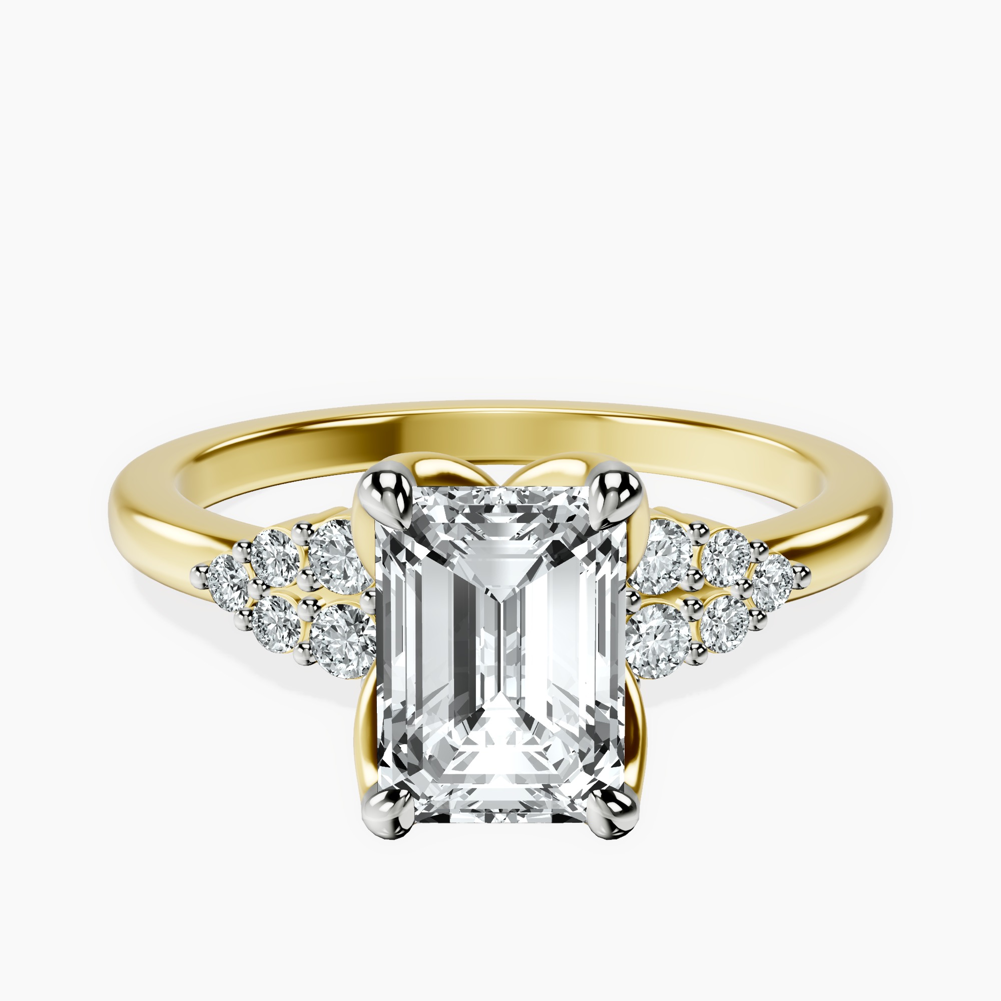 1.43 ct. emerald Vesper Lab Diamond Ring in 14kt yellow gold rtr top