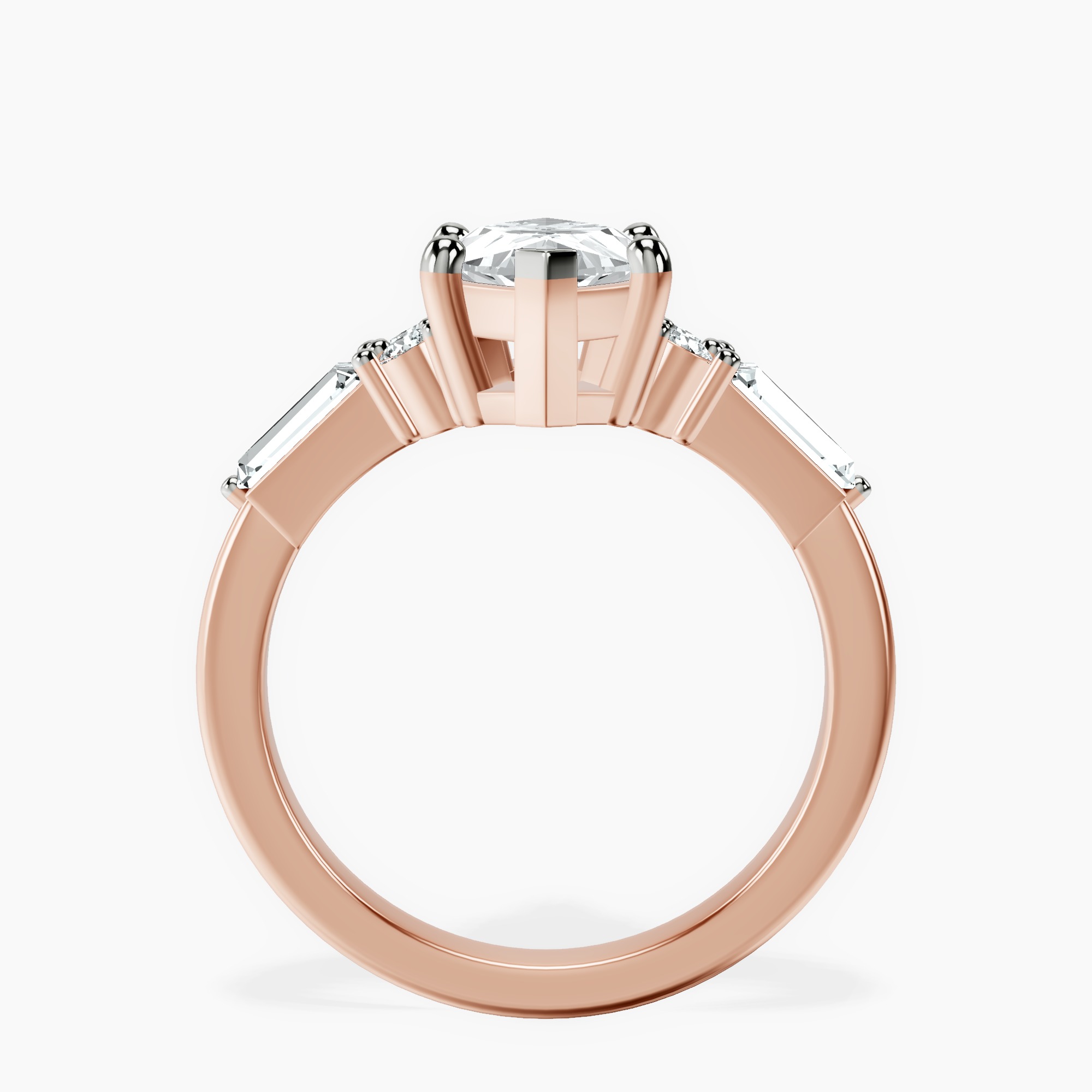 2.92 ct. marquise Helia Tapered Baguette Lab Diamond Ring in 18kt rose gold side right image one