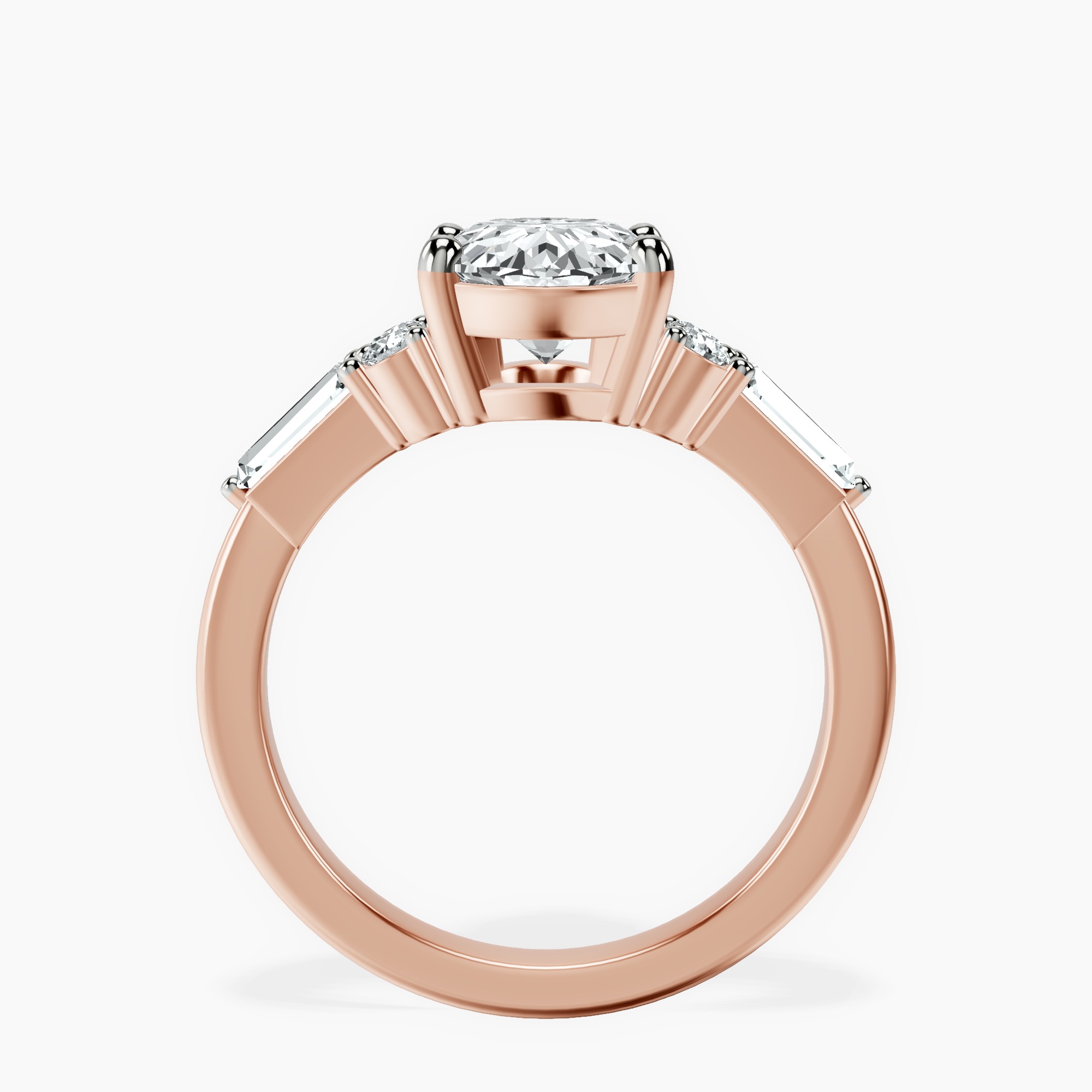 1.37 ct. oval Helia Tapered Baguette Lab Diamond Ring in 14kt rose gold side right image one