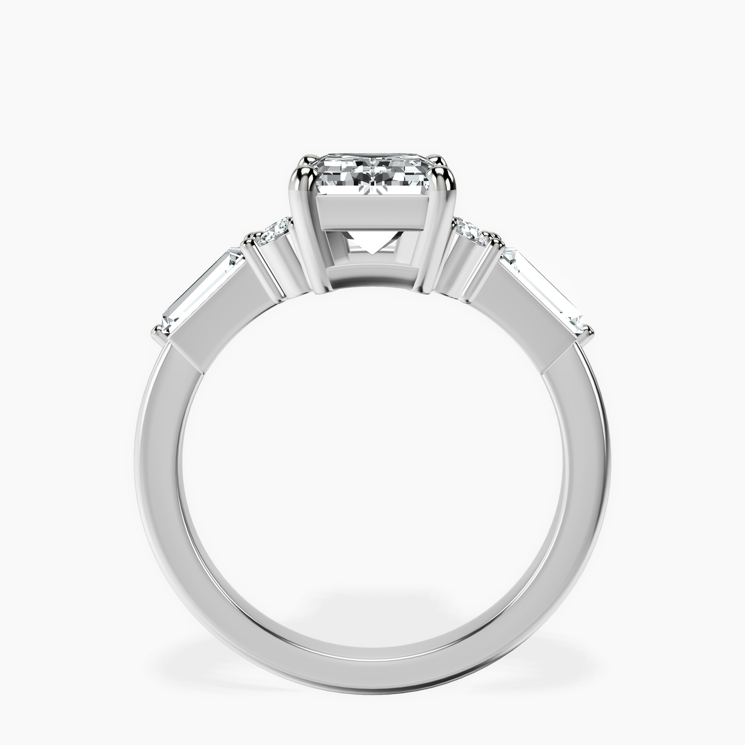 2.91 ct. emerald Helia Tapered Baguette Lab Diamond Ring in 10kt white gold side right image one