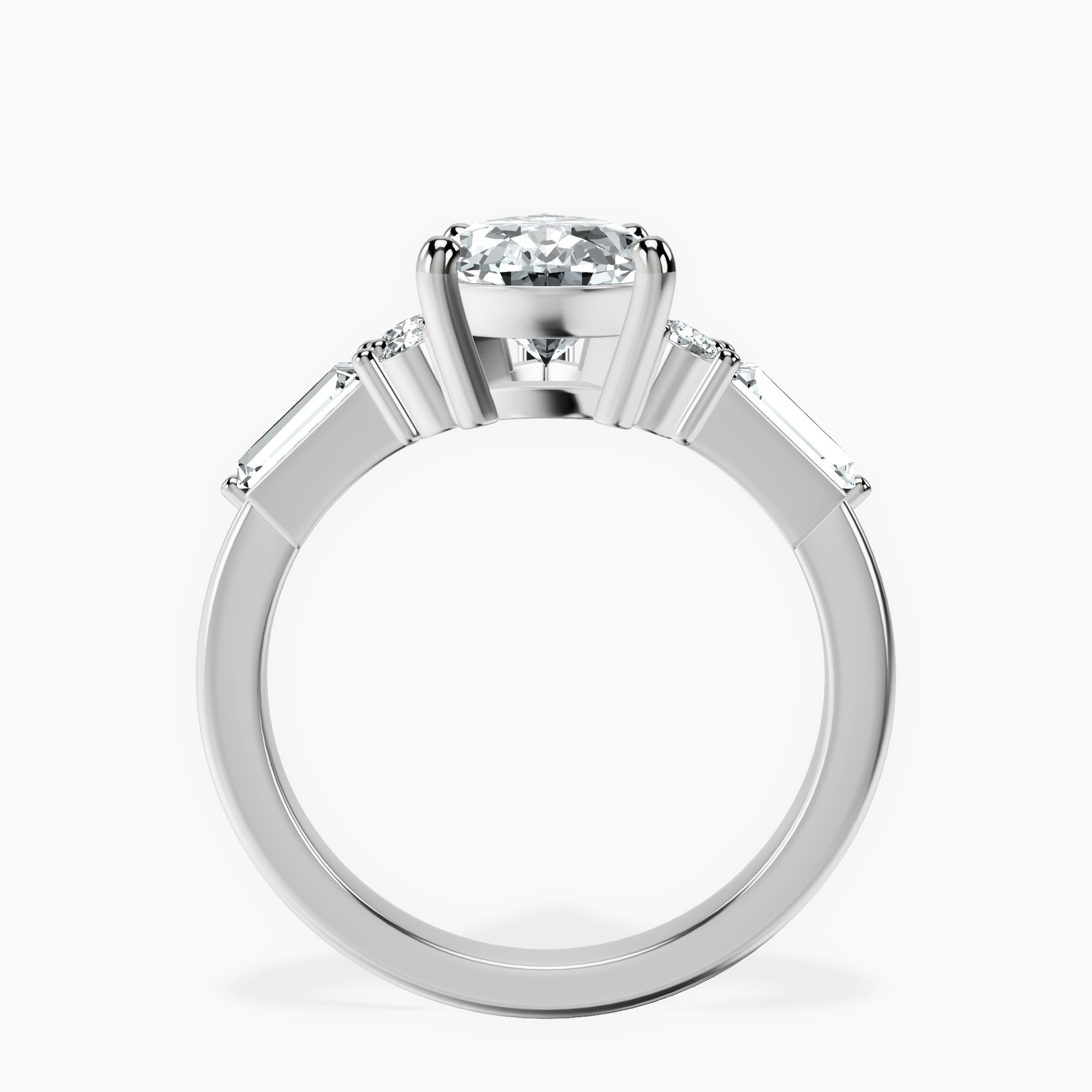 2.96 ct. pear Helia Tapered Baguette Lab Diamond Ring in 14kt white gold side right image one