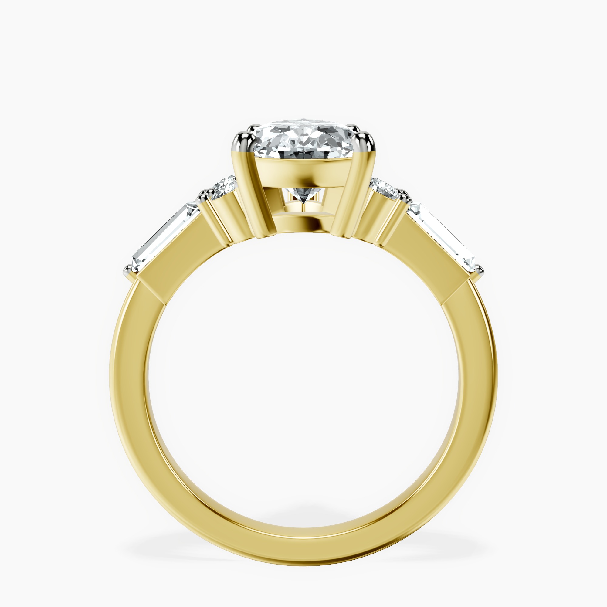 2.96 ct. pear Helia Tapered Baguette Lab Diamond Ring in 14kt yellow gold side right image one
