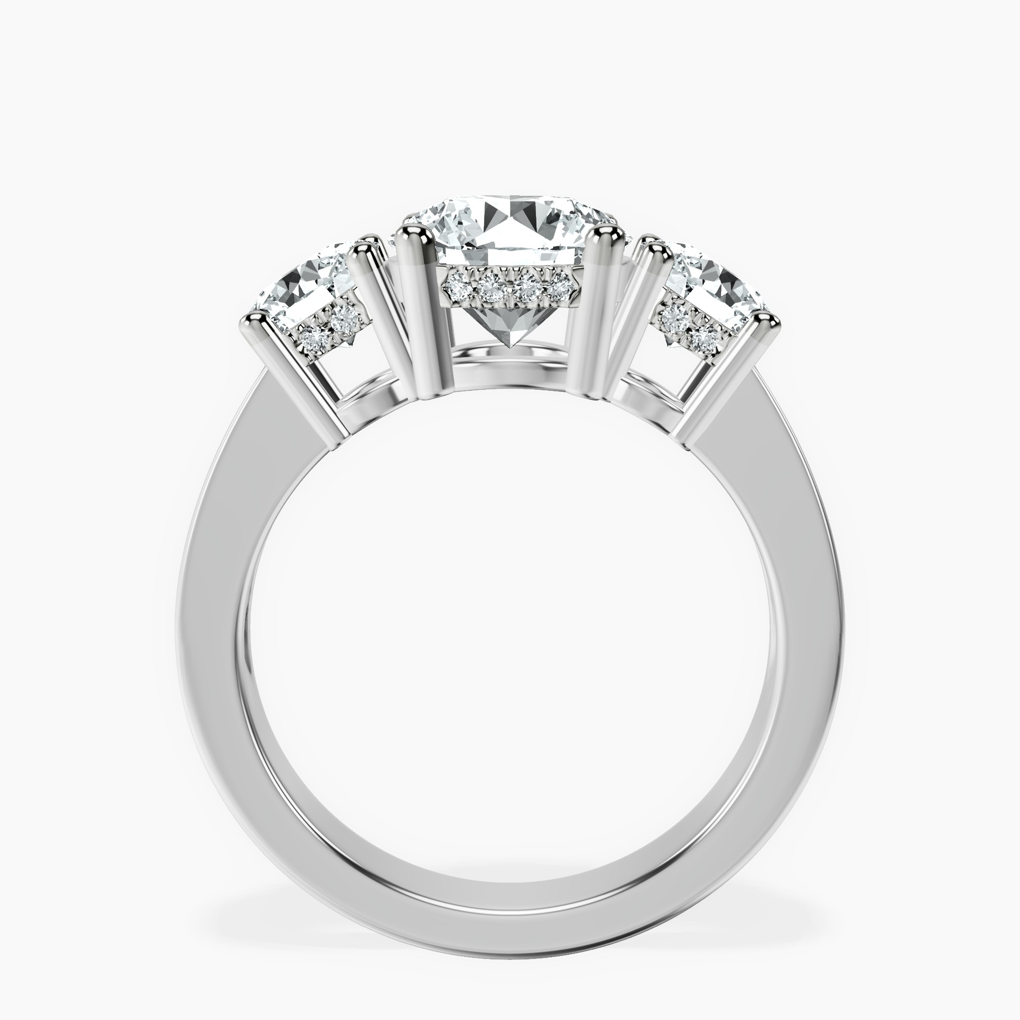 2.04 ct. round Desdemona Round Three Stone Lab Diamond Ring in platinum side right image one