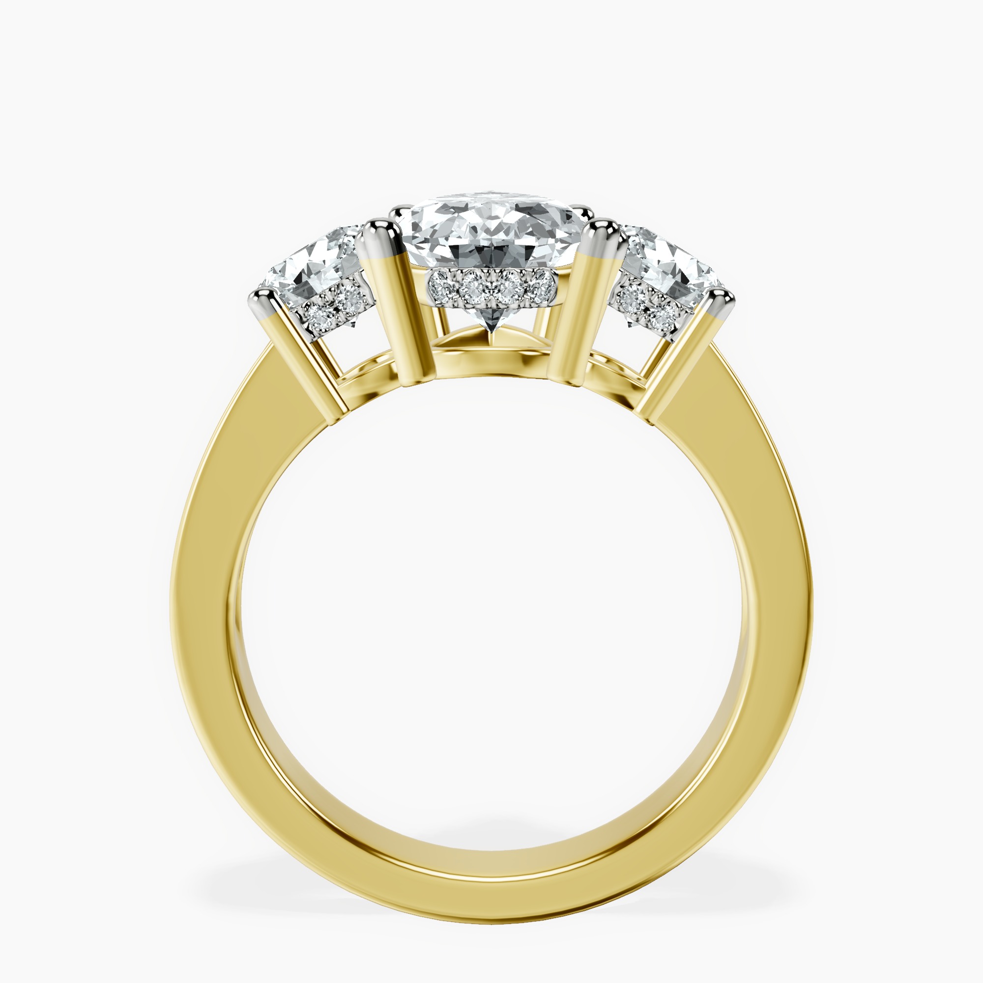 1.34 ct. pear Desdemona Round Three Stone Lab Diamond Ring in 18kt yellow gold side right image one