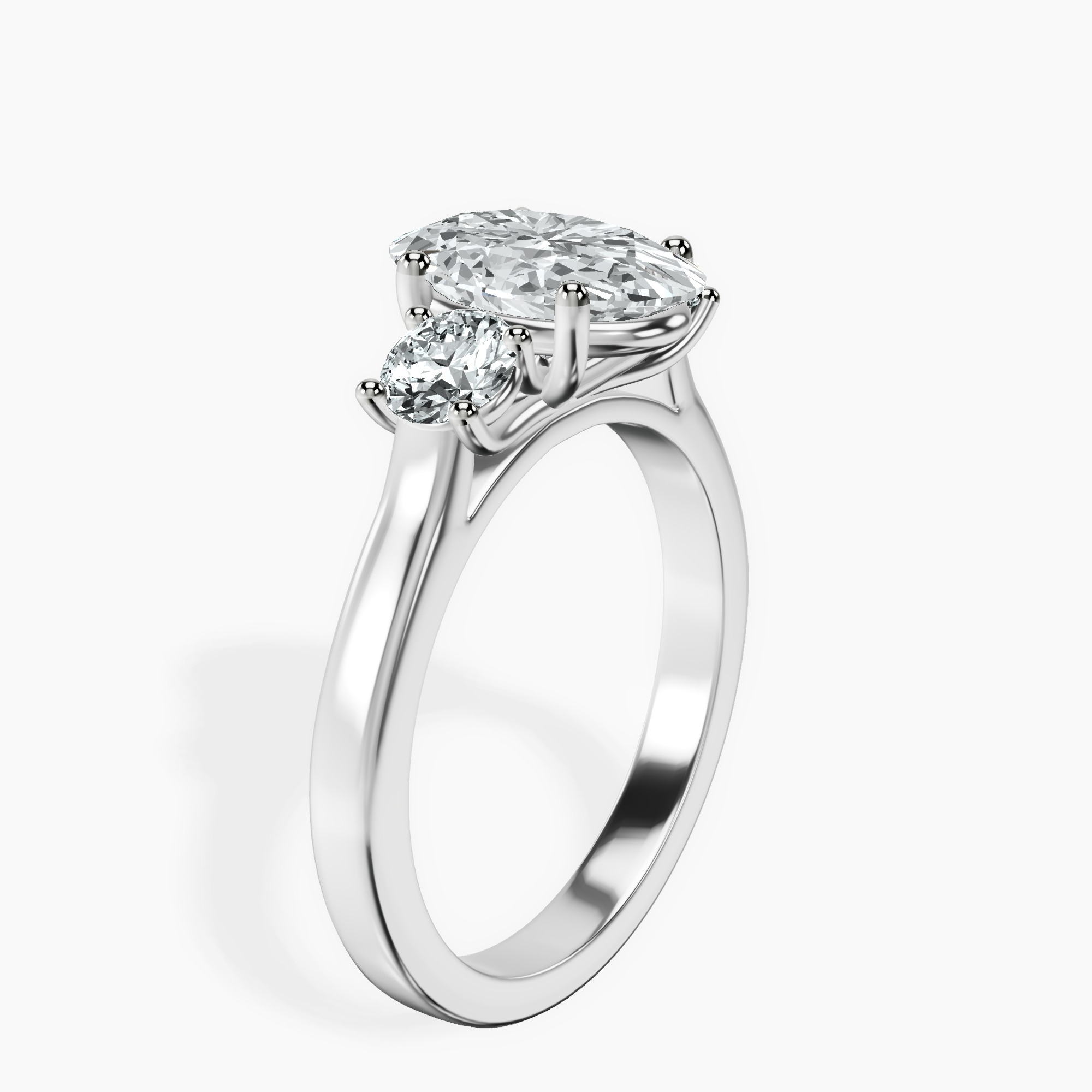 1.37 ct. oval Evelina Round Three Stone Lab Diamond Ring in 18kt white gold standing product image one