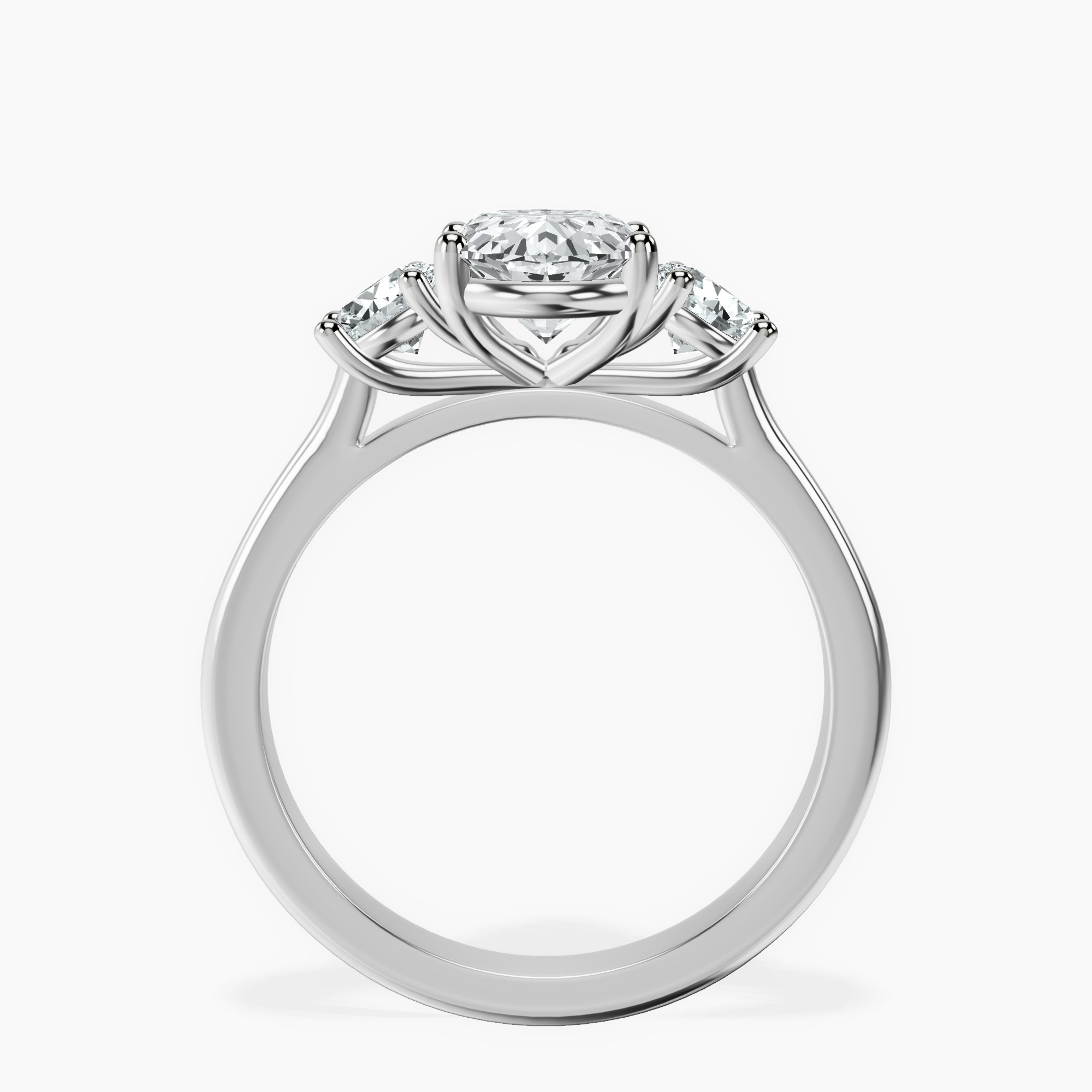 1.37 ct. oval Evelina Round Three Stone Lab Diamond Ring in 18kt white gold side right image one