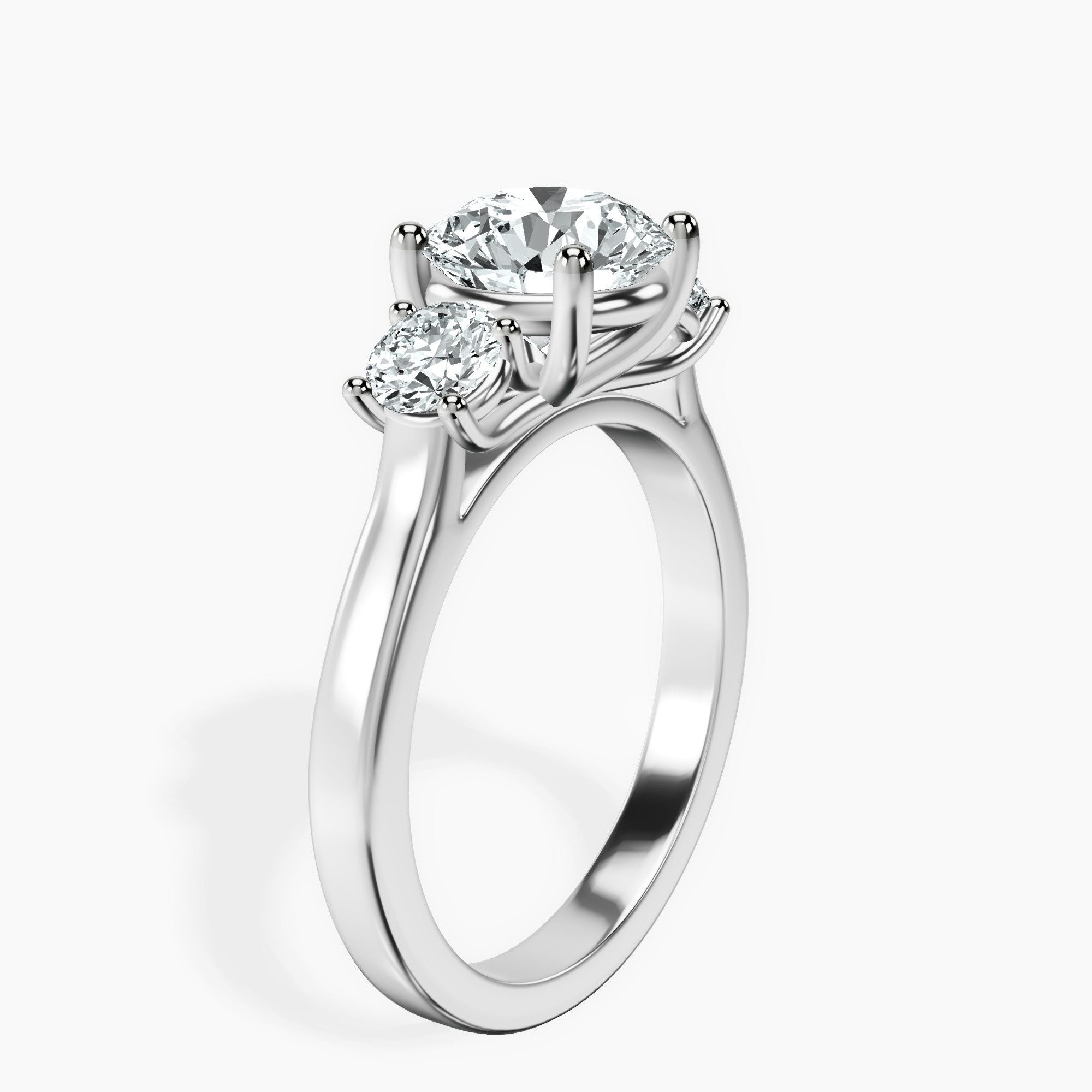 1.39 ct. round Evelina Round Three Stone Lab Diamond Ring in 10kt white gold standing product image one