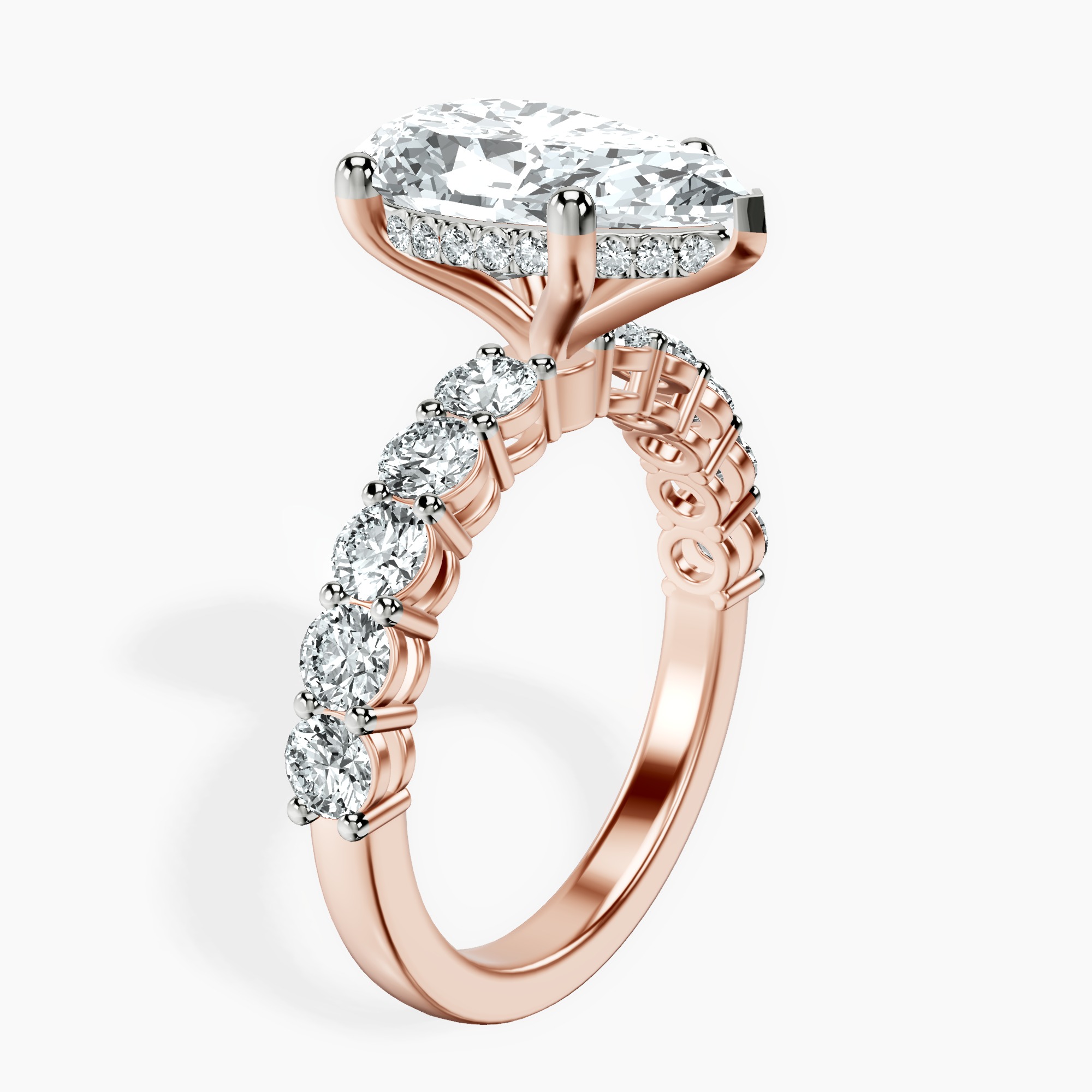 1.34 ct. pear Elinor Side Round Lab Diamond Ring in 10kt rose gold standing product image one