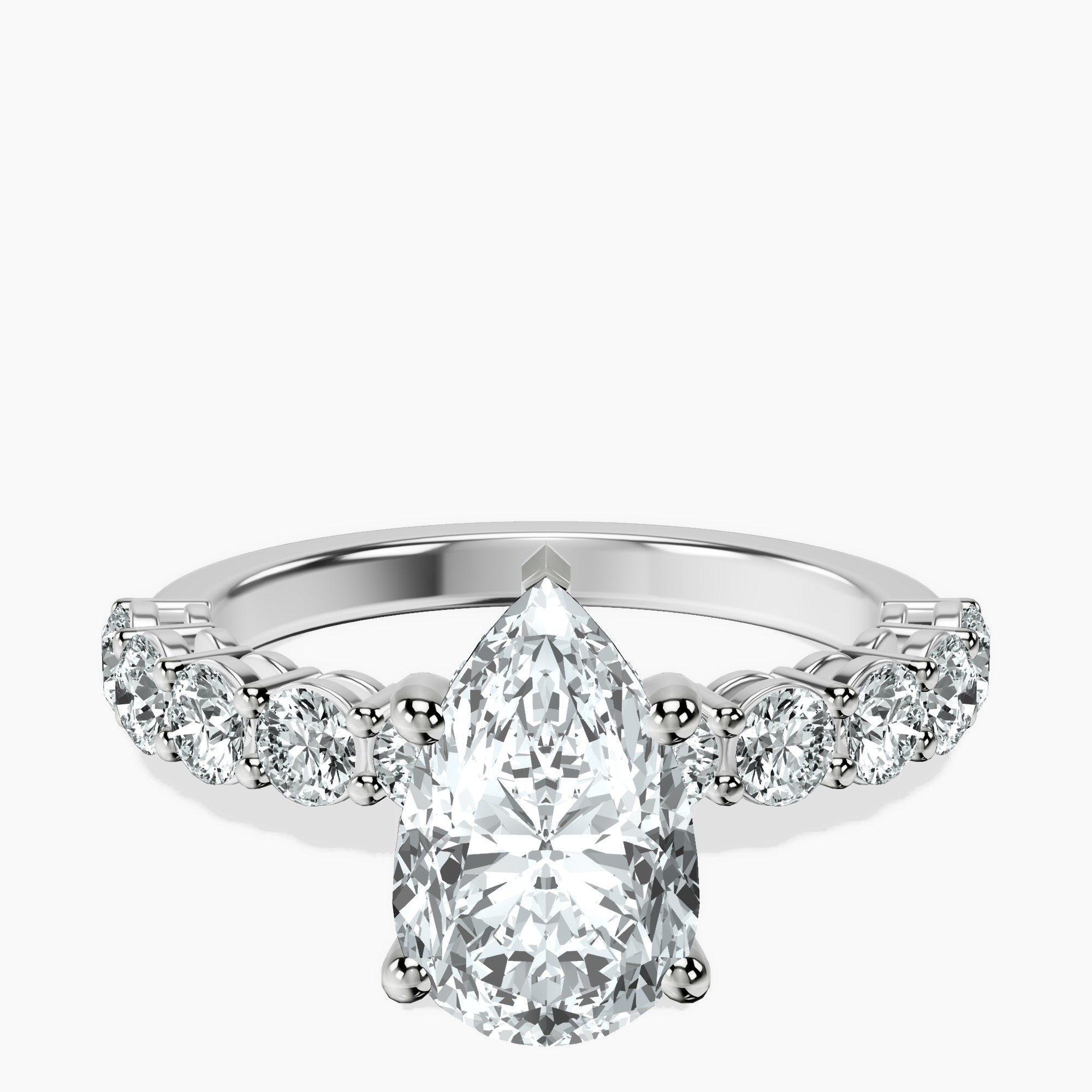 1.45 ct. pear Elinor Side Round Lab Diamond Ring in 18kt white gold rtr top