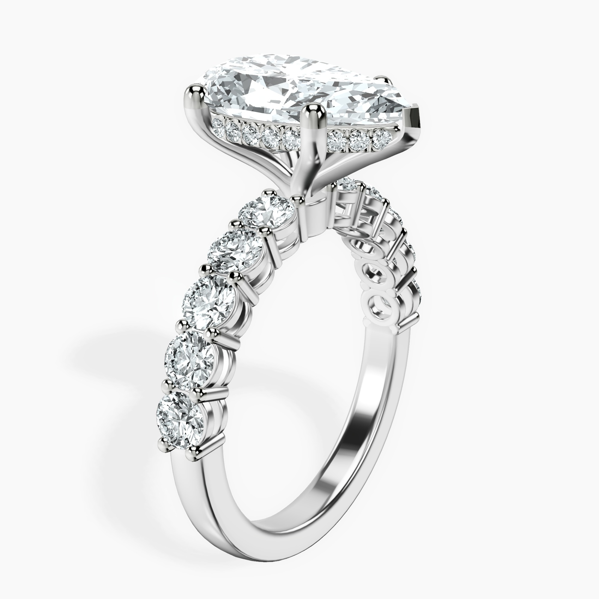 1.45 ct. pear Elinor Side Round Lab Diamond Ring in 18kt white gold standing product image one
