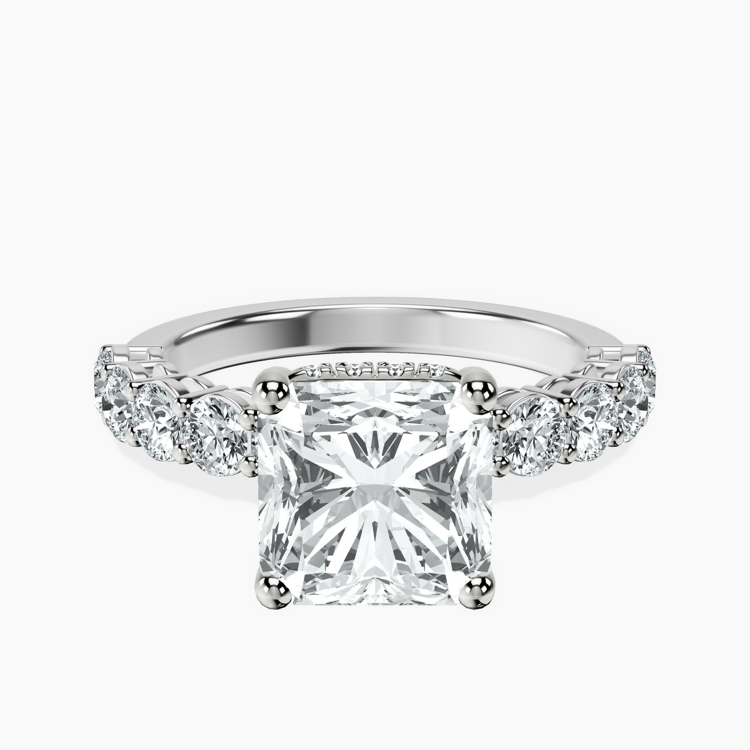 2.94 ct. radiant Elinor Side Round Lab Diamond Ring in platinum rtr top
