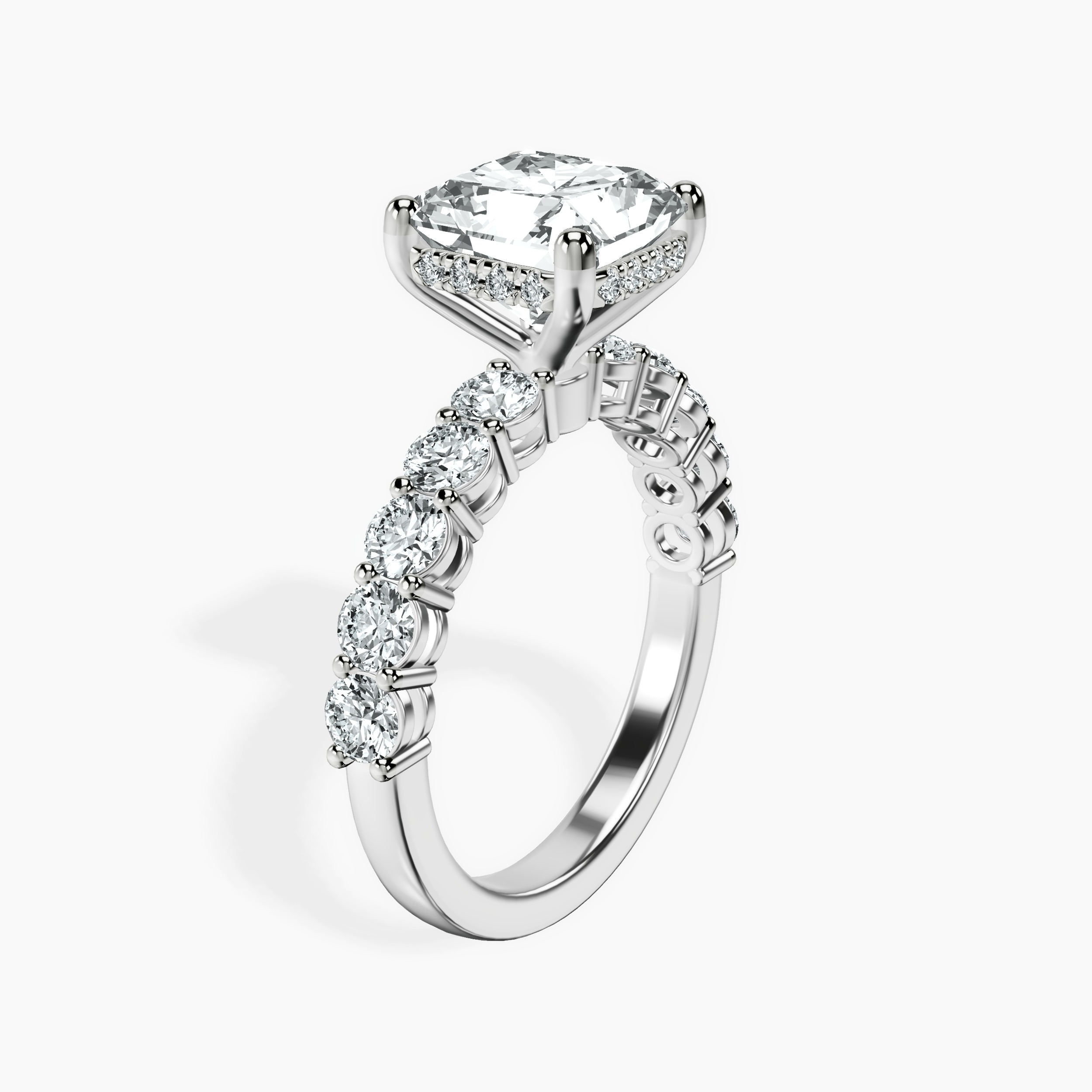 2.94 ct. radiant Elinor Side Round Lab Diamond Ring in platinum standing product image one