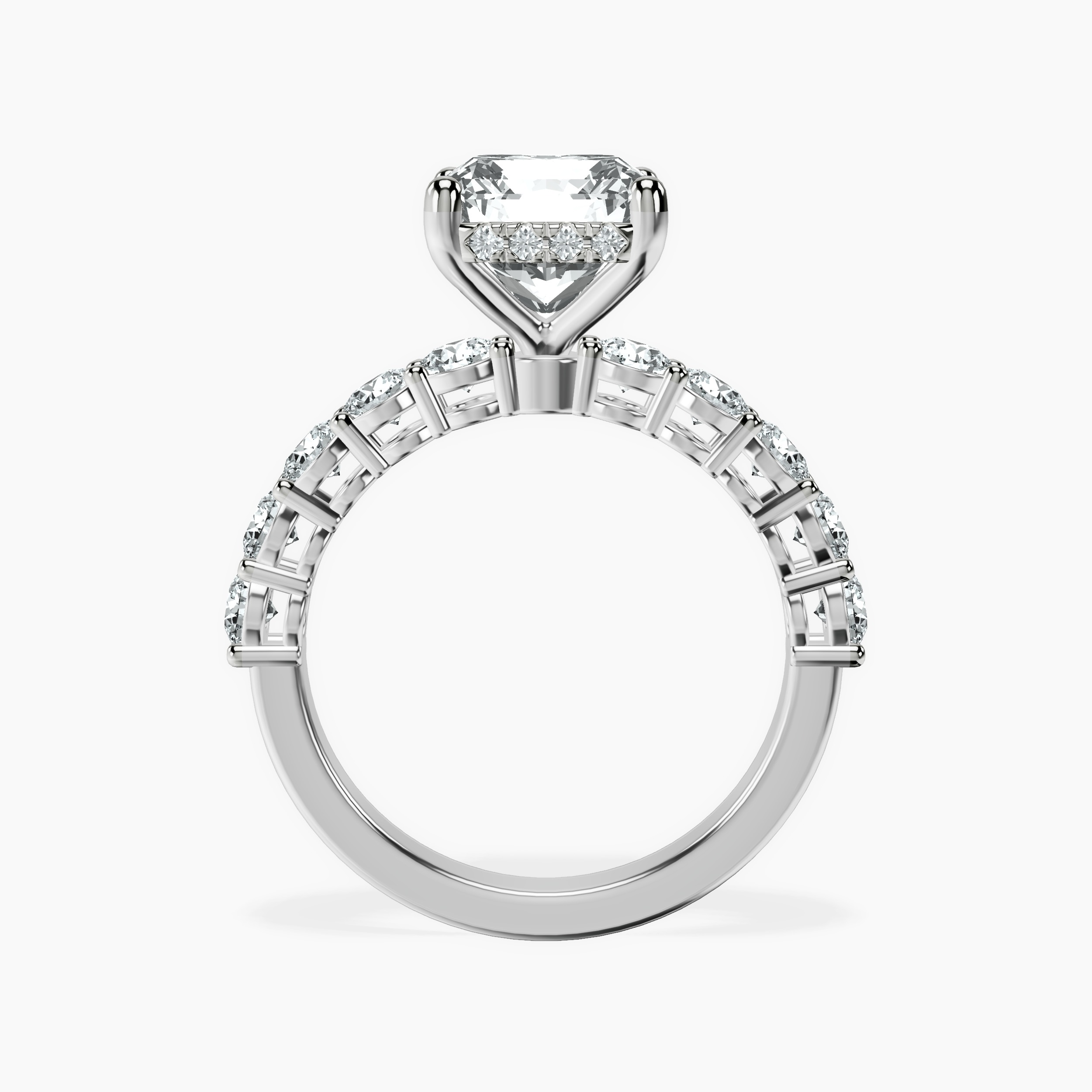 2.94 ct. radiant Elinor Side Round Lab Diamond Ring in platinum side right image one