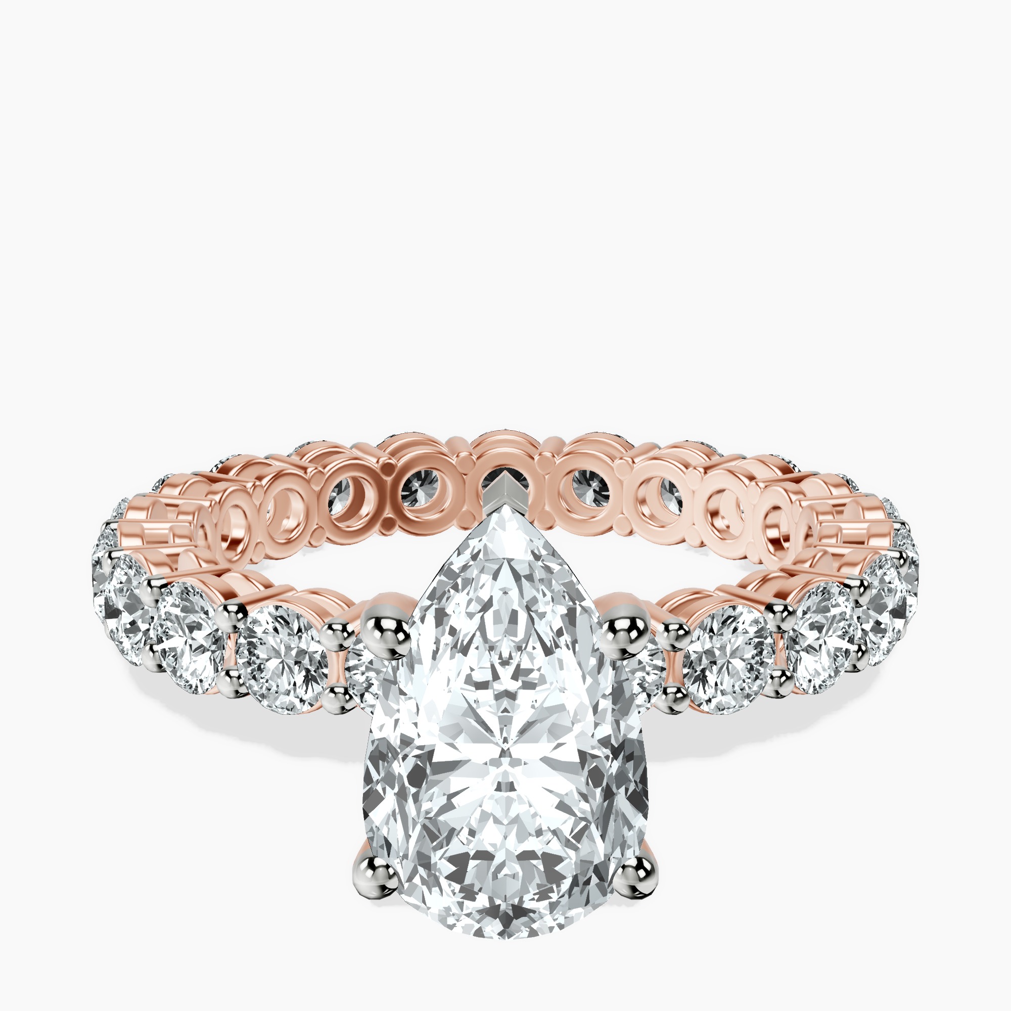 2.59 ct. pear Georgiana Side Round Lab Diamond Ring in 14kt rose gold rtr top
