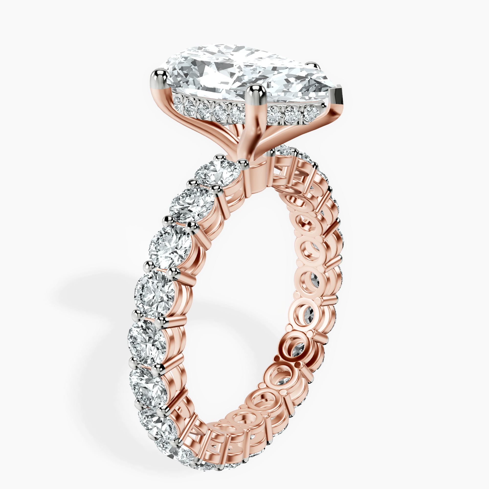 2.59 ct. pear Georgiana Side Round Lab Diamond Ring in 14kt rose gold standing product image one