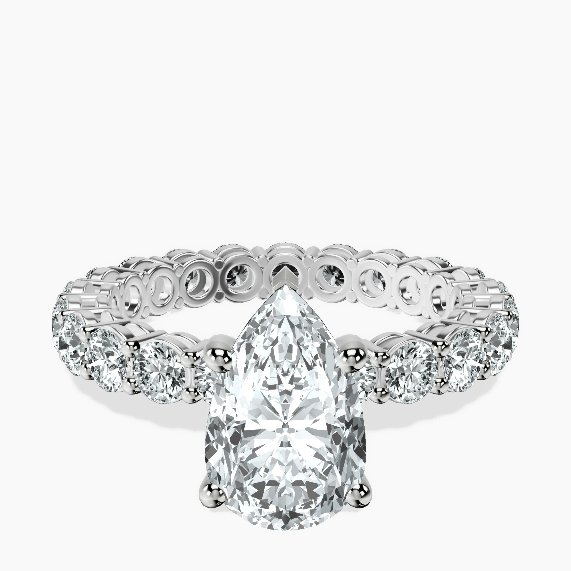 2.96 ct. pear Georgiana Side Round Lab Diamond Ring in 10kt white gold rtr top
