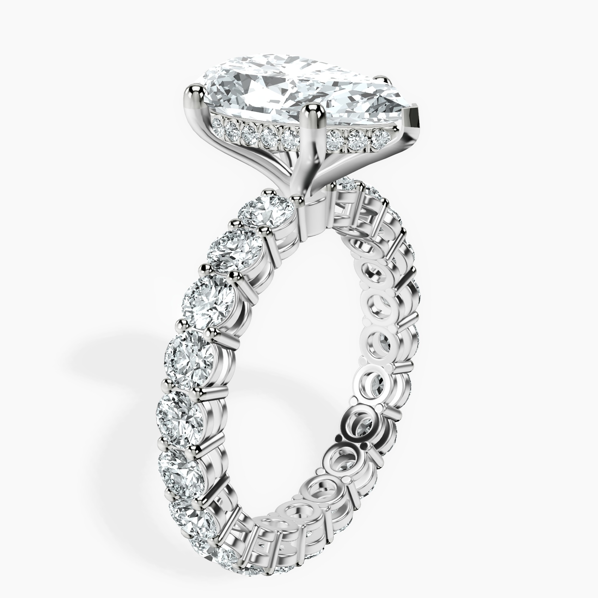2.96 ct. pear Georgiana Side Round Lab Diamond Ring in 10kt white gold standing product image one