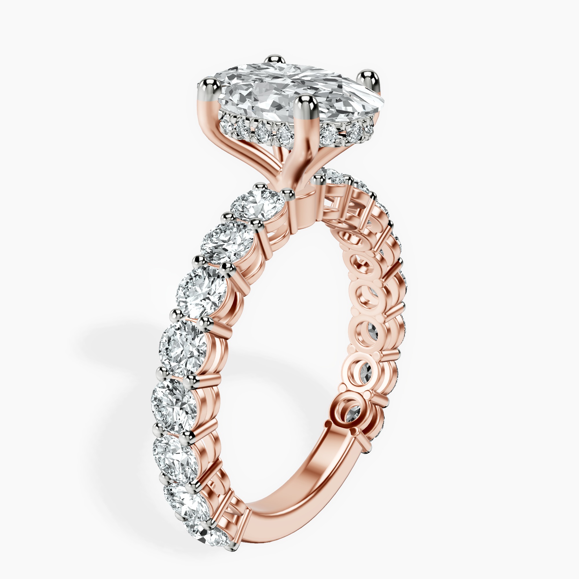 3.40 ct. oval Arabella Side Round Lab Diamond Ring in 14kt rose gold standing product image one