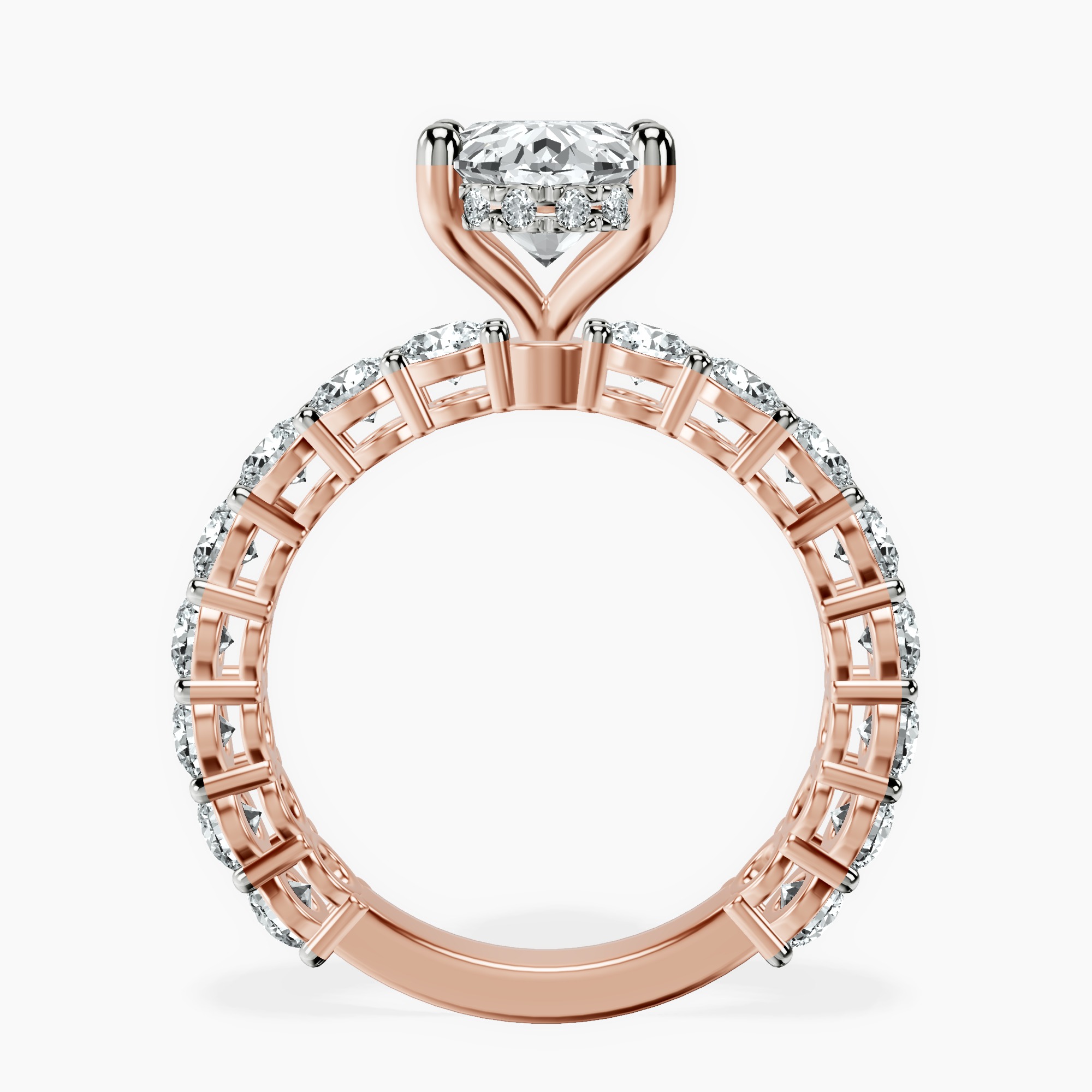 3.40 ct. oval Arabella Side Round Lab Diamond Ring in 14kt rose gold side right image one