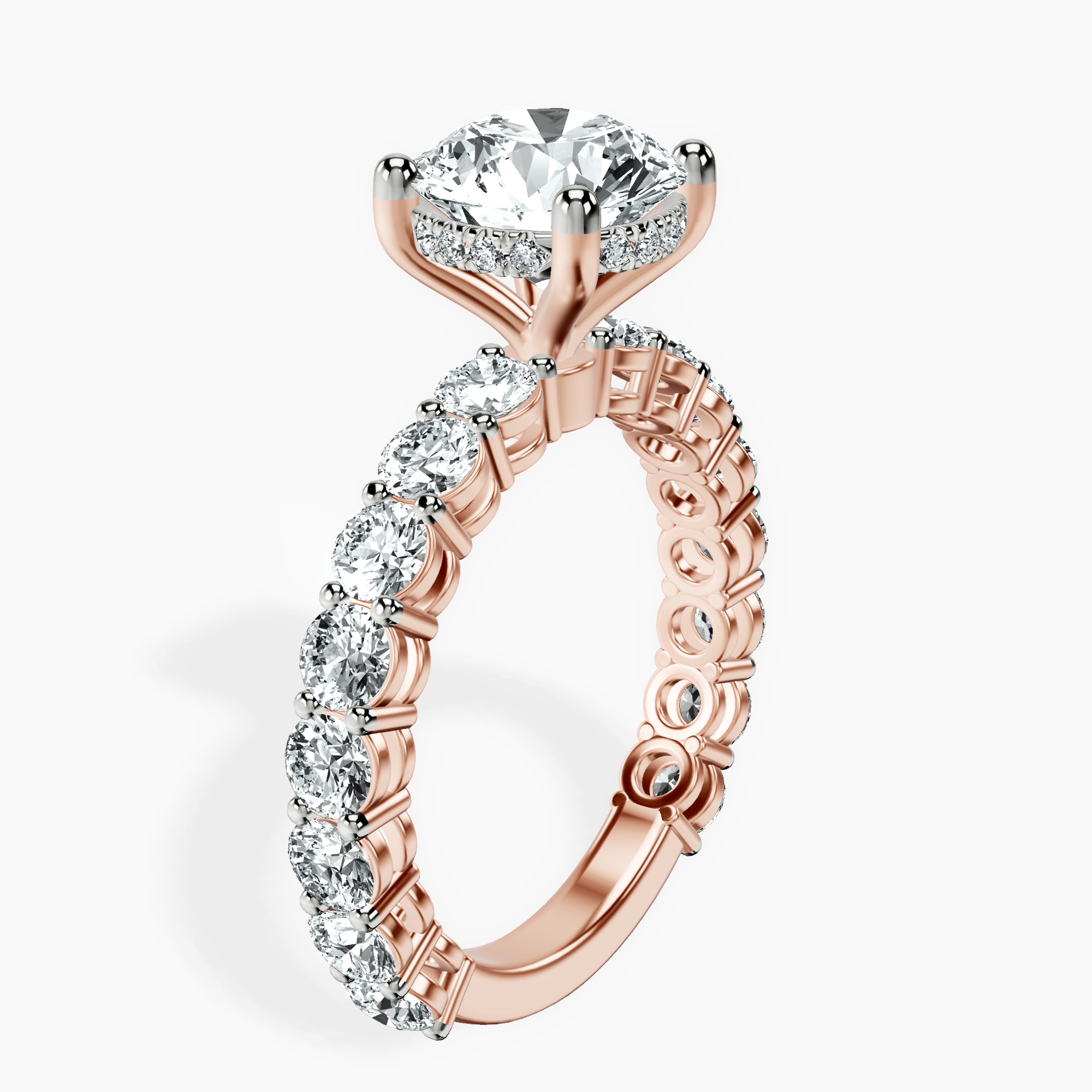 1.39 ct. round Arabella Side Round Lab Diamond Ring in 18kt rose gold standing product image one