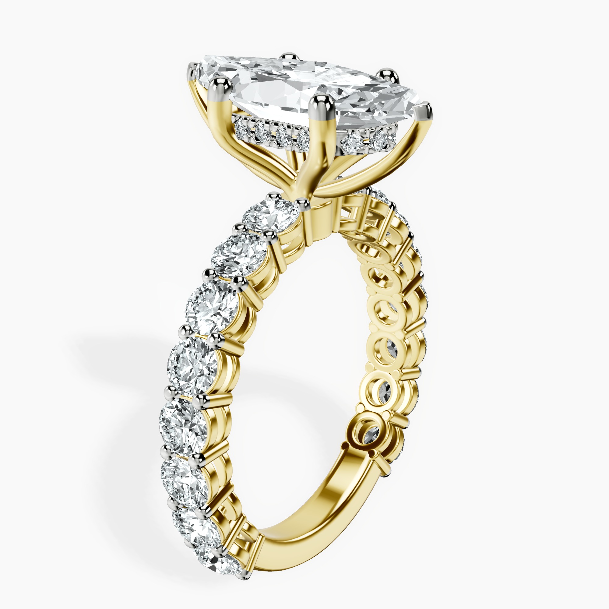 2.99 ct. marquise Arabella Side Round Lab Diamond Ring in 10kt yellow gold standing product image one