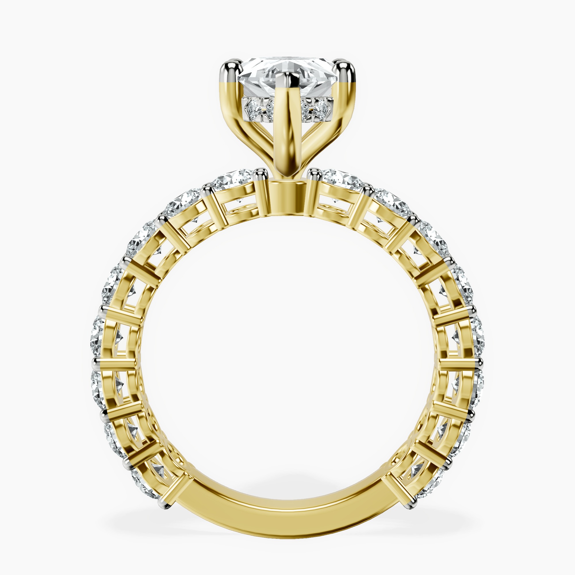 2.99 ct. marquise Arabella Side Round Lab Diamond Ring in 10kt yellow gold side right image one