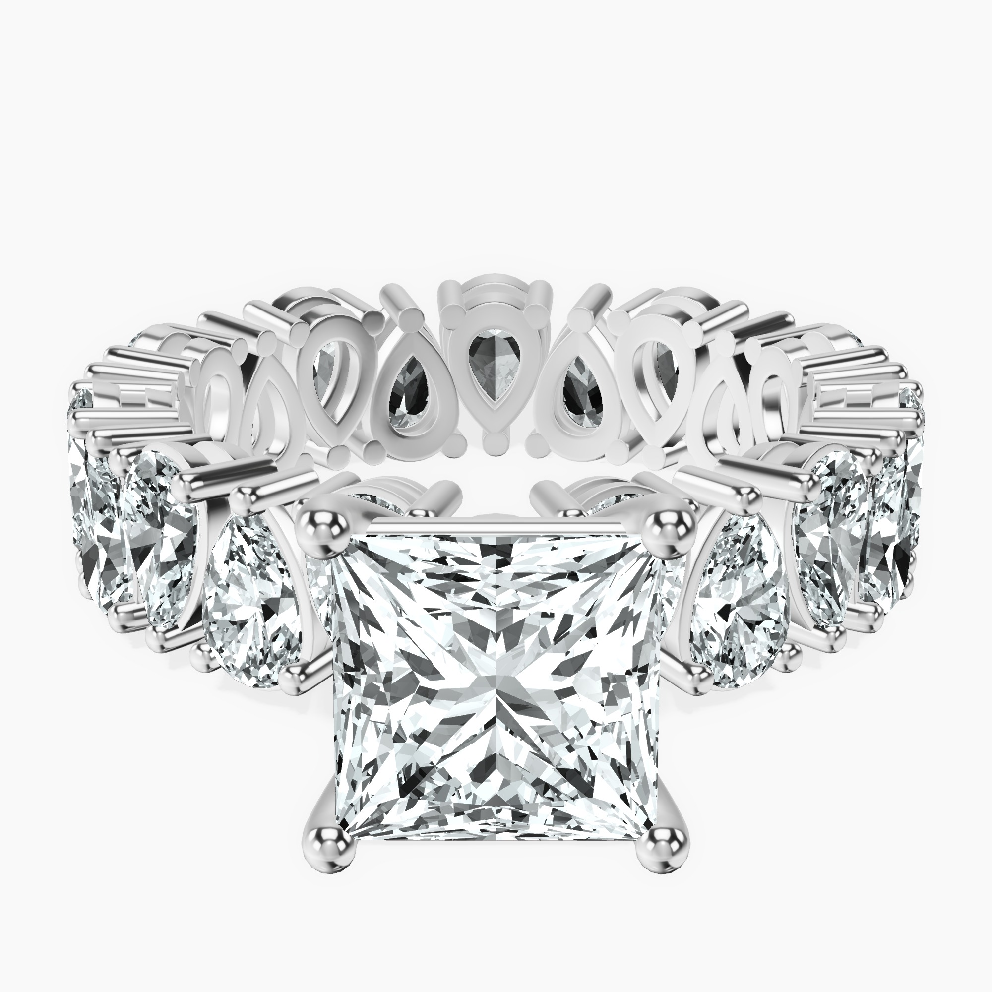 2.81 ct. princess Cordelia Side Pear Lab Diamond Ring in 14kt white gold rtr top